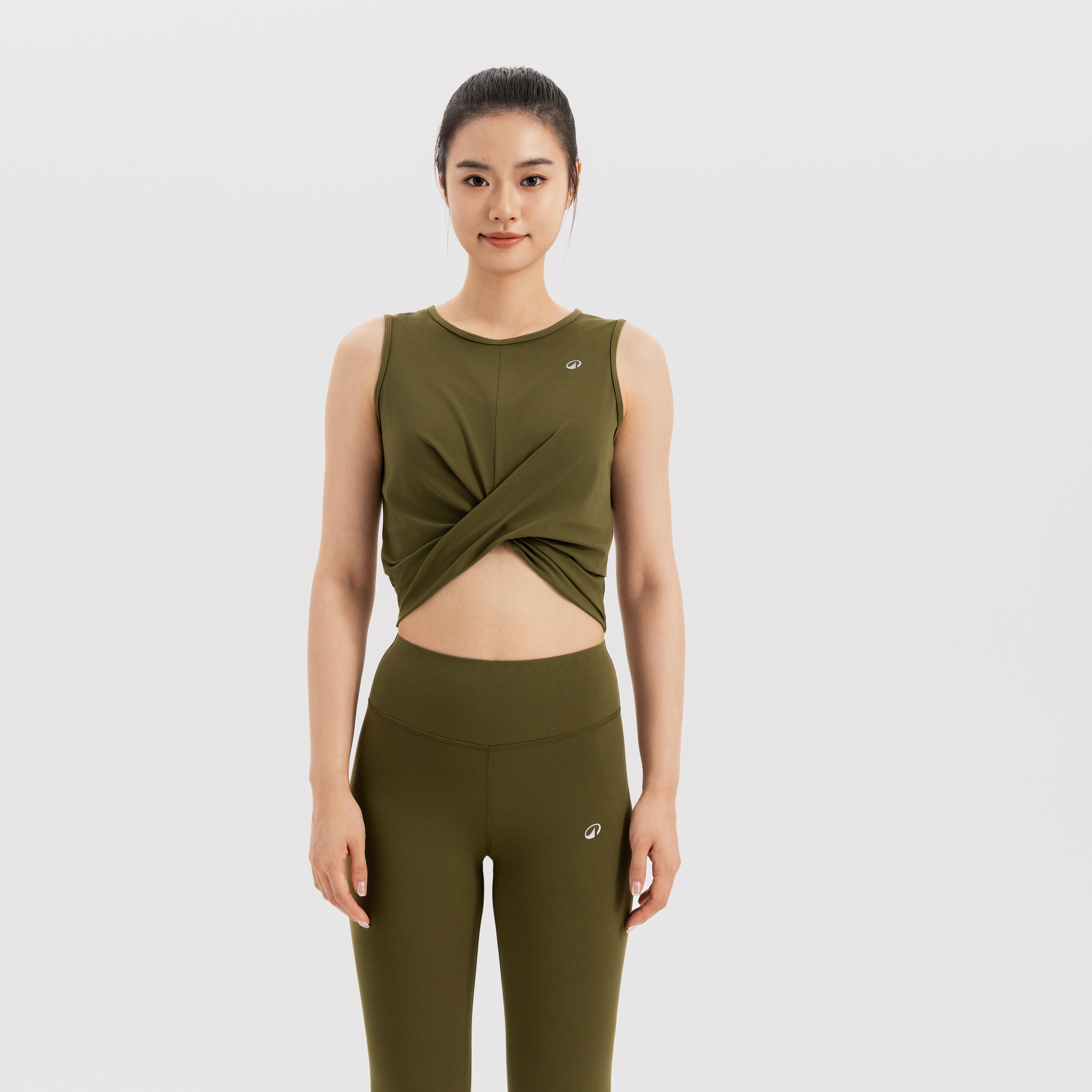 Kimjaly Premium Yoga Crop Top - Olive Green