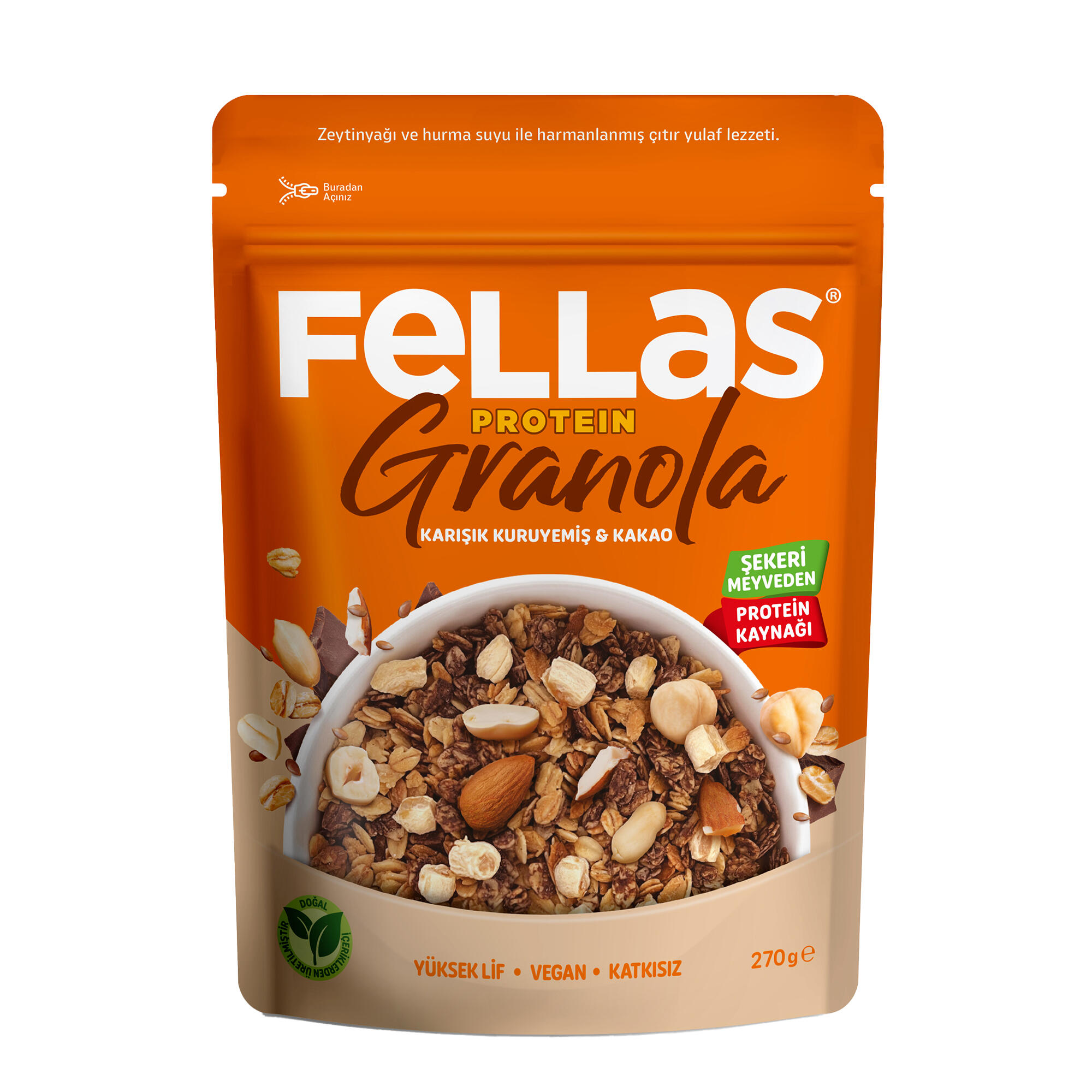 FELLAS Fellas Vegan Granola Mix Yer Fıstığı-Kakao 270 G