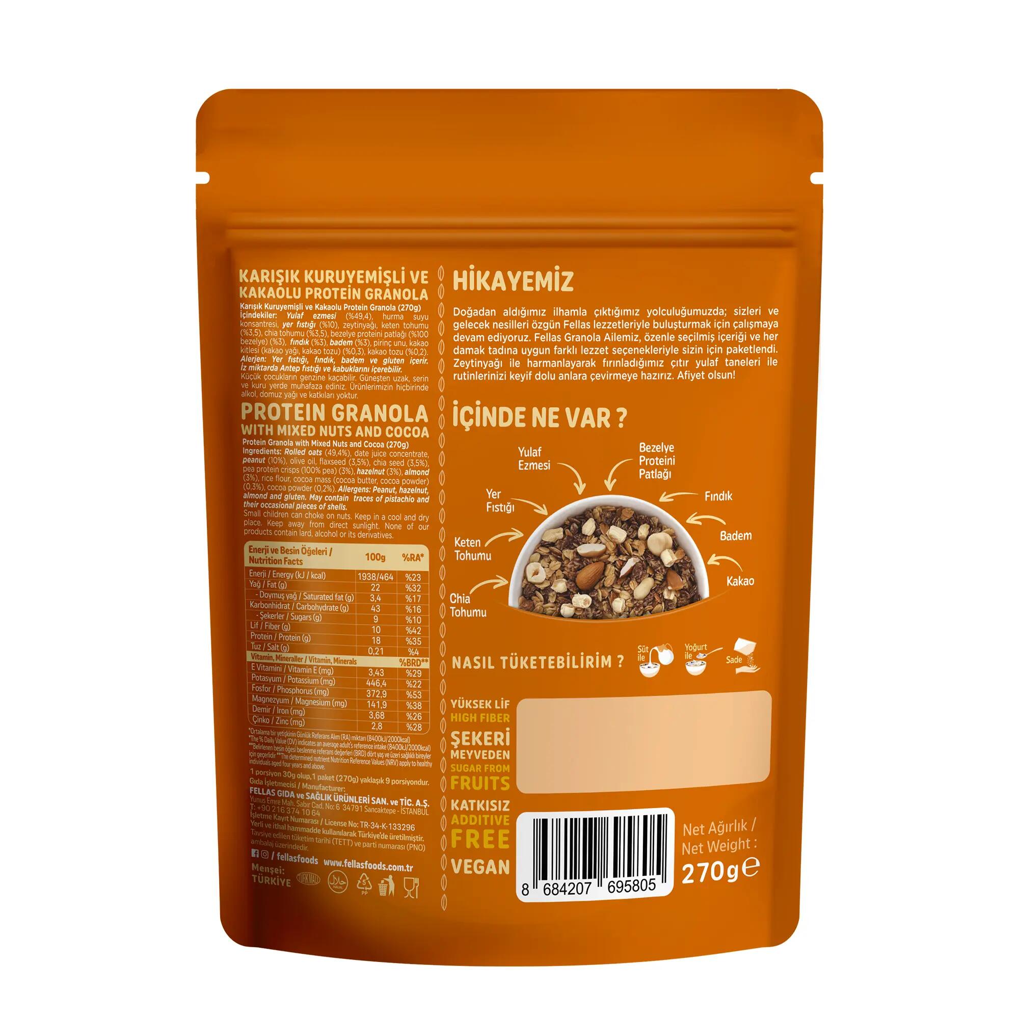 Fellas Vegan Granola Mix Yer Fıstığı-Kakao 270 G 2/2