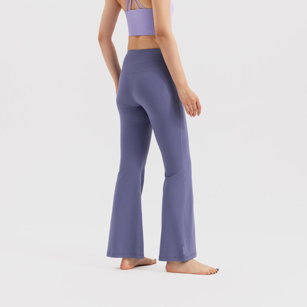 Pantalon évasé effet seconde peau de yoga, violet
