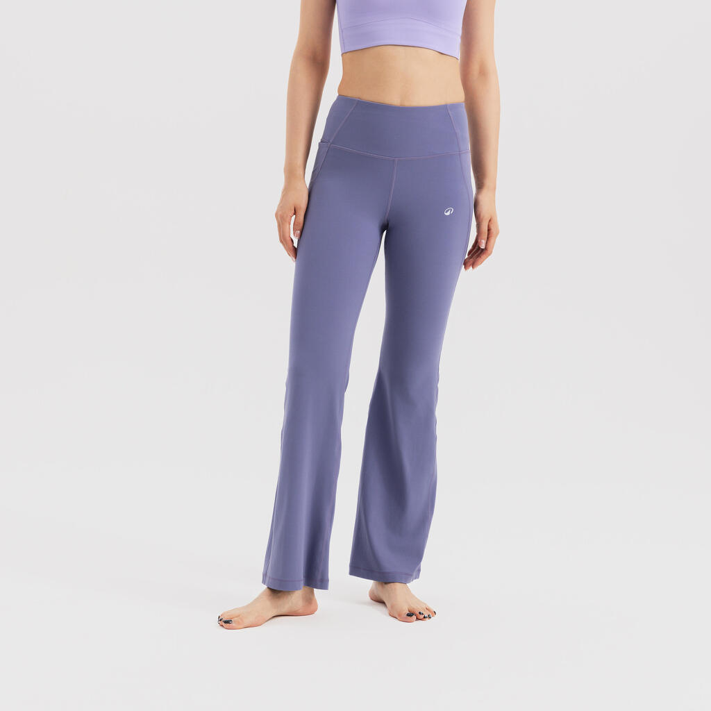 Pantalon évasé effet seconde peau de yoga, violet