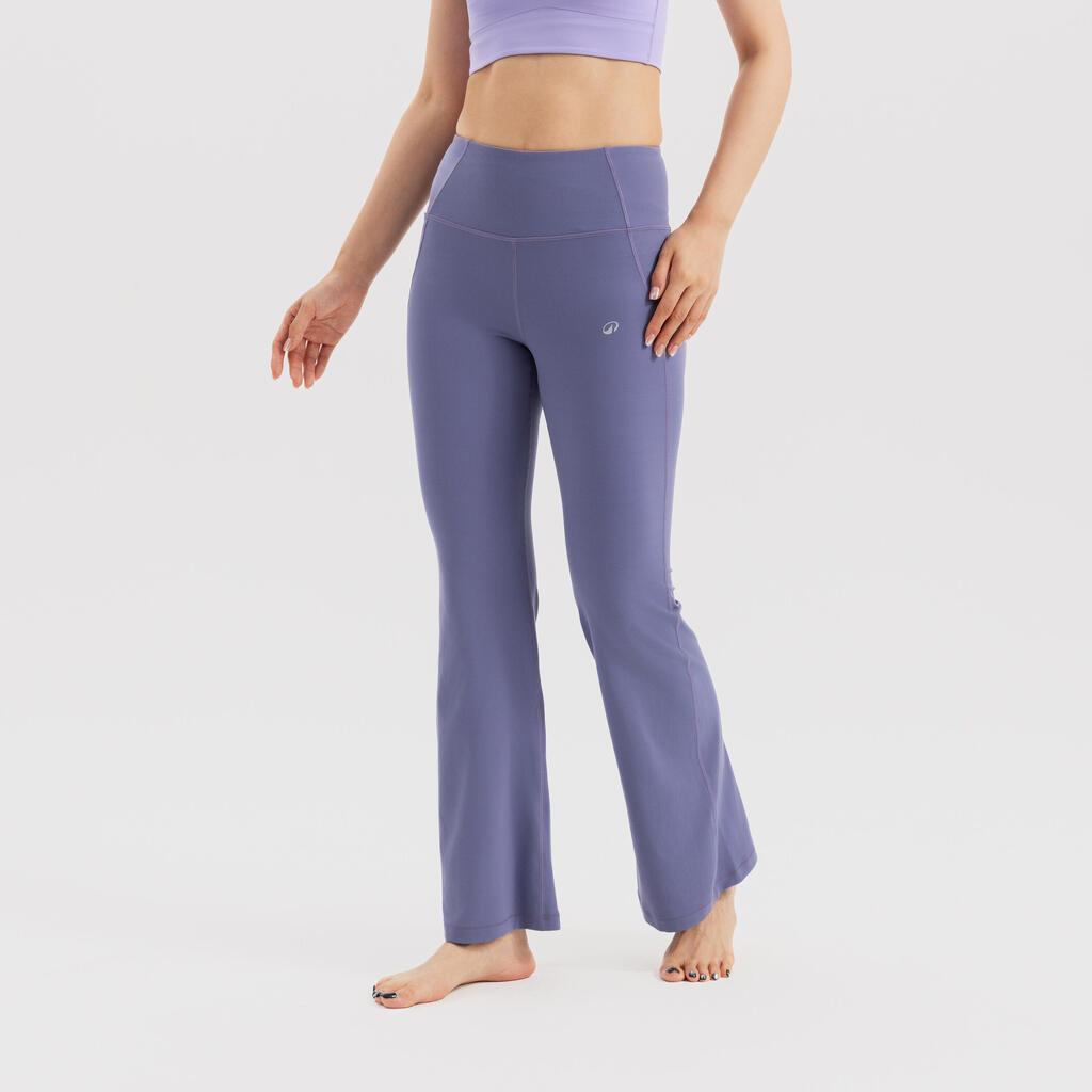 Pantalon évasé effet seconde peau de yoga, violet