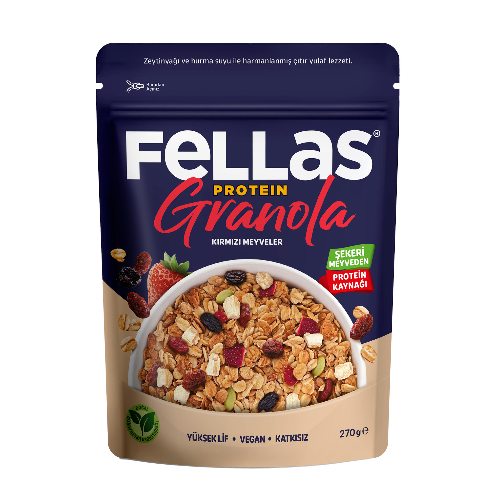 FELLAS Fellas Vegan Protein Granola - Kırmızı Meyveler 270 G