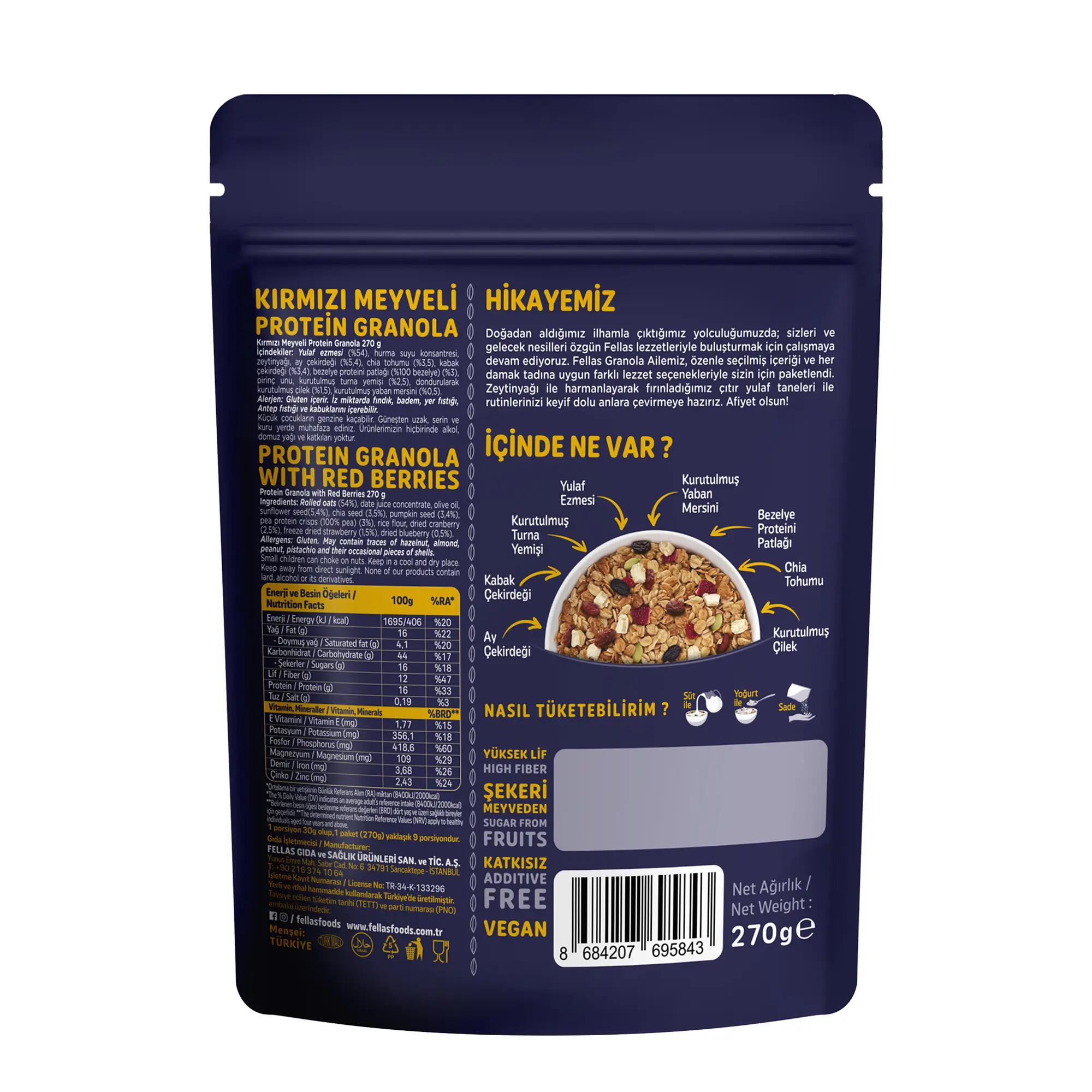 Fellas Vegan Protein Granola - Kırmızı Meyveler 270 G 2/2