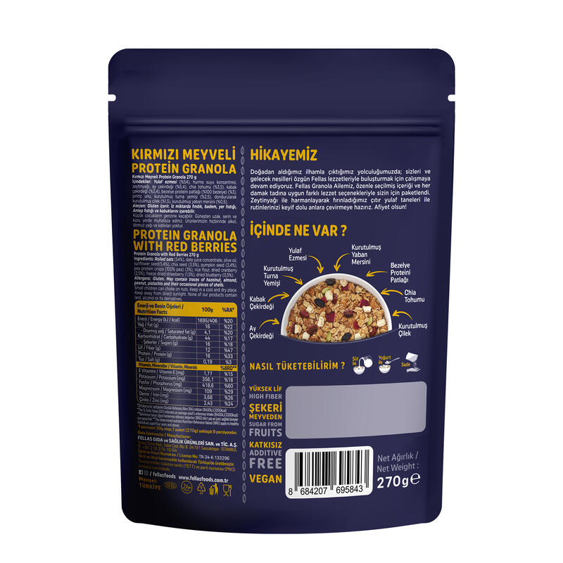 Fellas Vegan Protein Granola - Kırmızı Meyveler 270 G