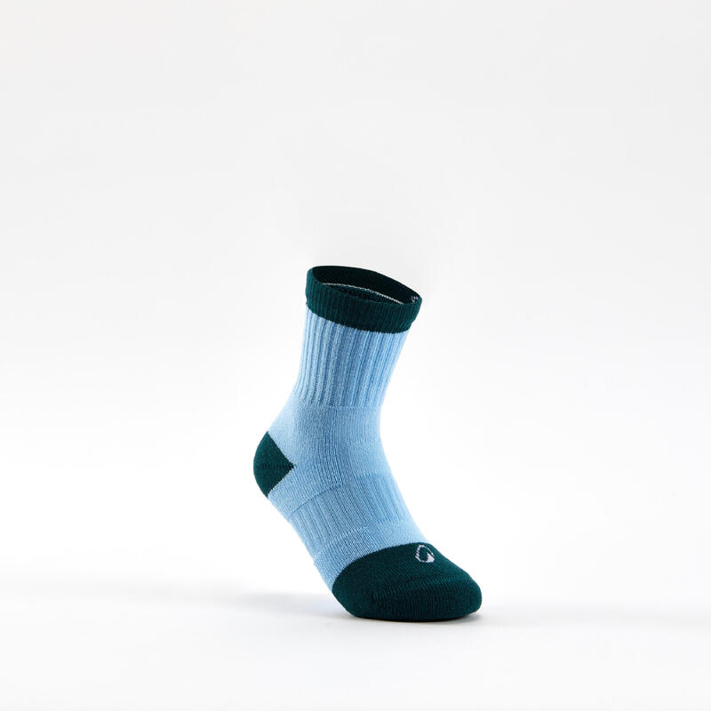 Hohe Tennissocken Kinder Decathlon RS 500  weiss blau 3er-Pack