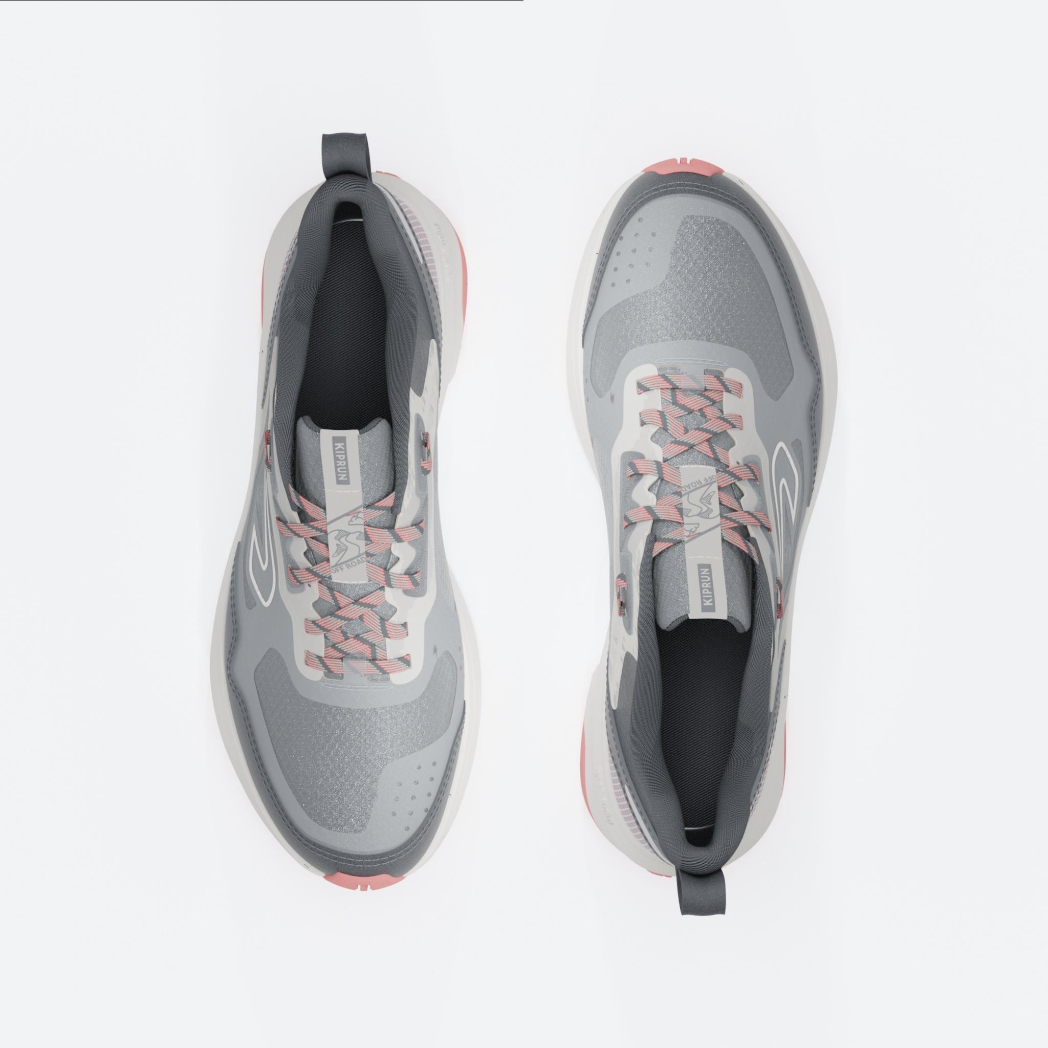 Women's Running and Trail Running Shoes - JF 190 Grip Grey/Dark Pink - KALENJI