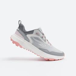 Women's running and trail running shoes, Kiprun JF190 Grip - Grey/Pink