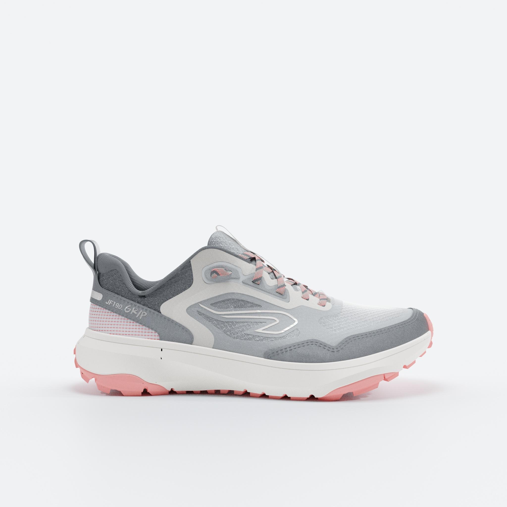 Women's Running and Trail Running Shoes - JF 190 Grip Grey/Dark Pink - KALENJI