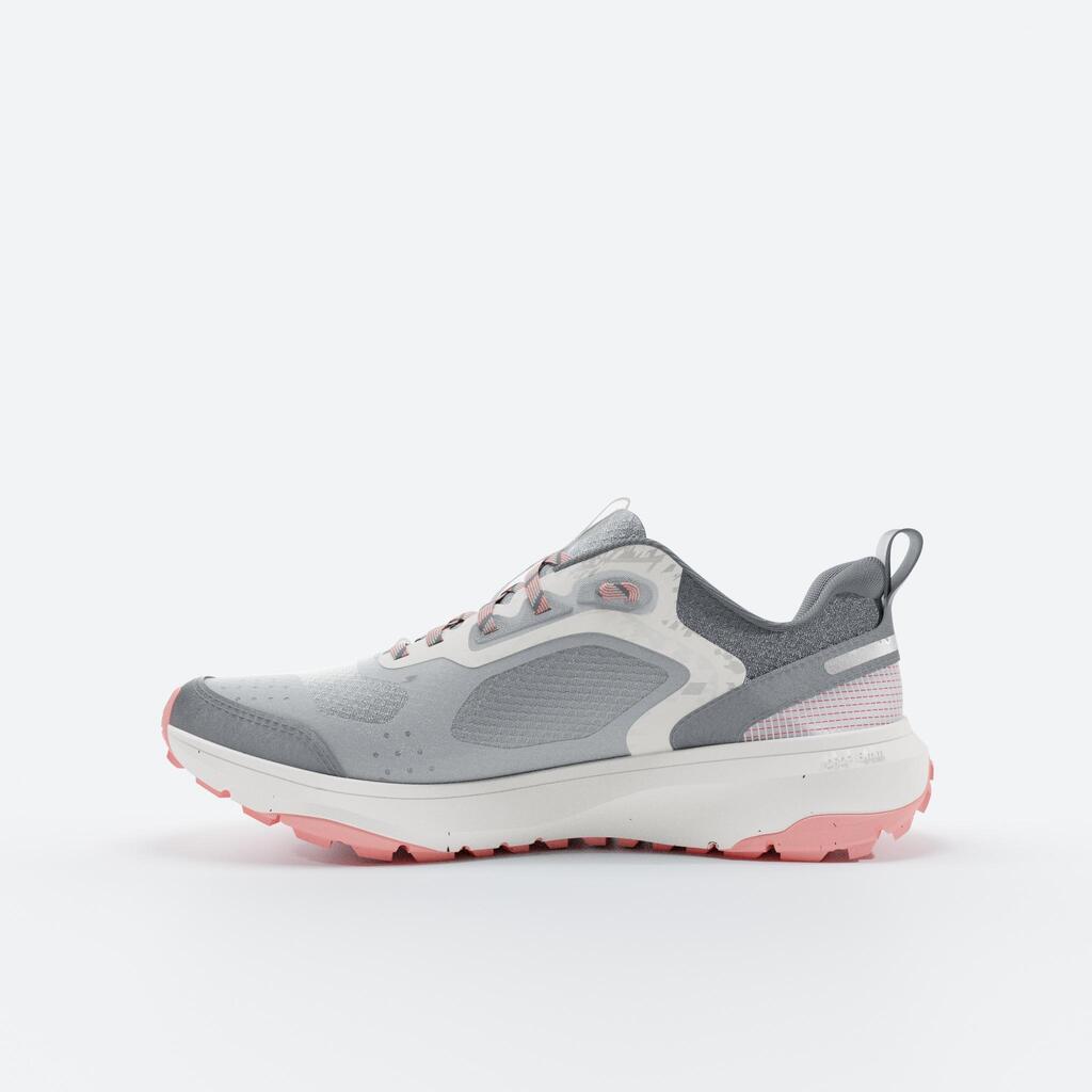 Women's running and trail running shoes, Kiprun JF190 Grip - Grey/Pink