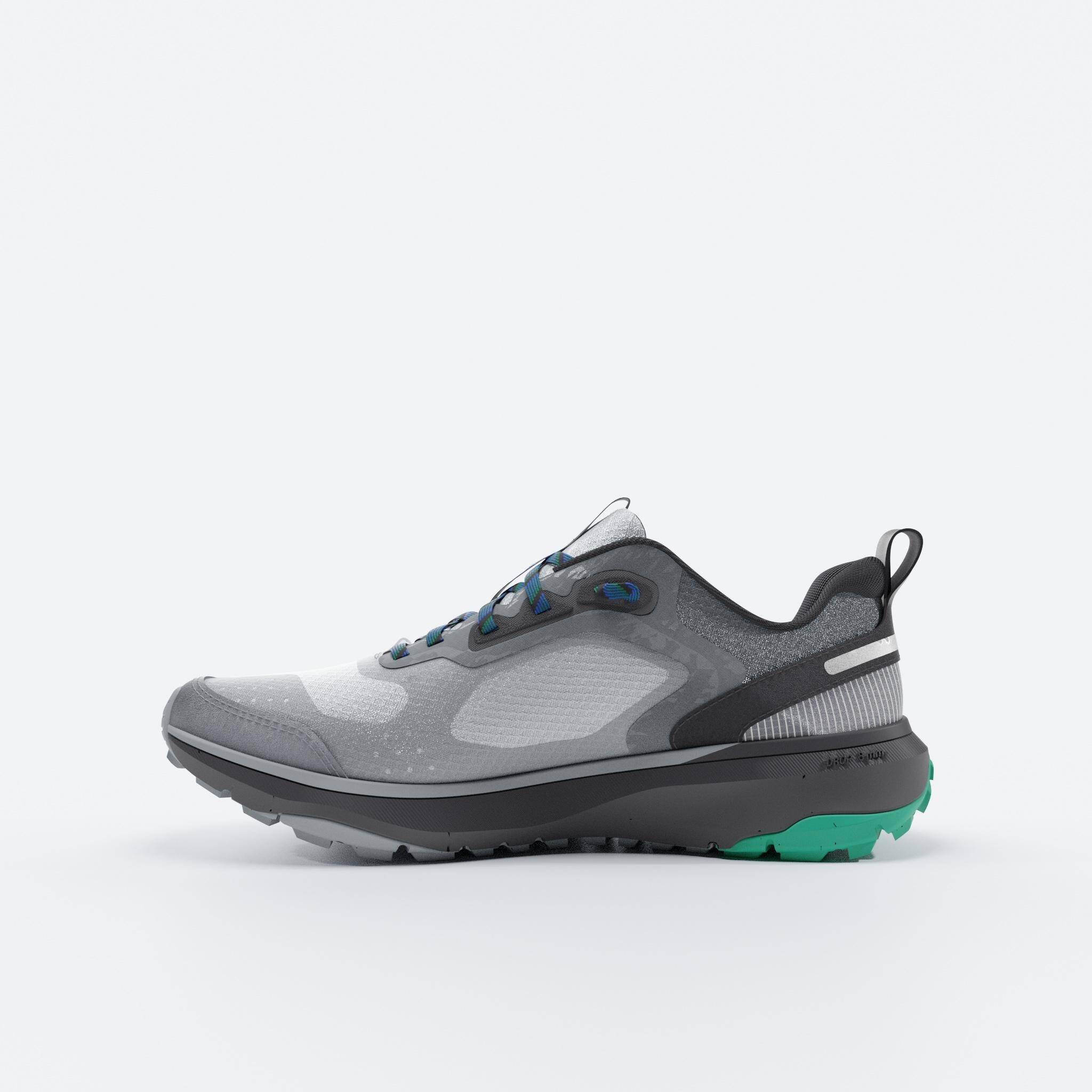 Men Running and Trail Running Shoes, Kiprun JF 190 Grip - Silver Grey -  3