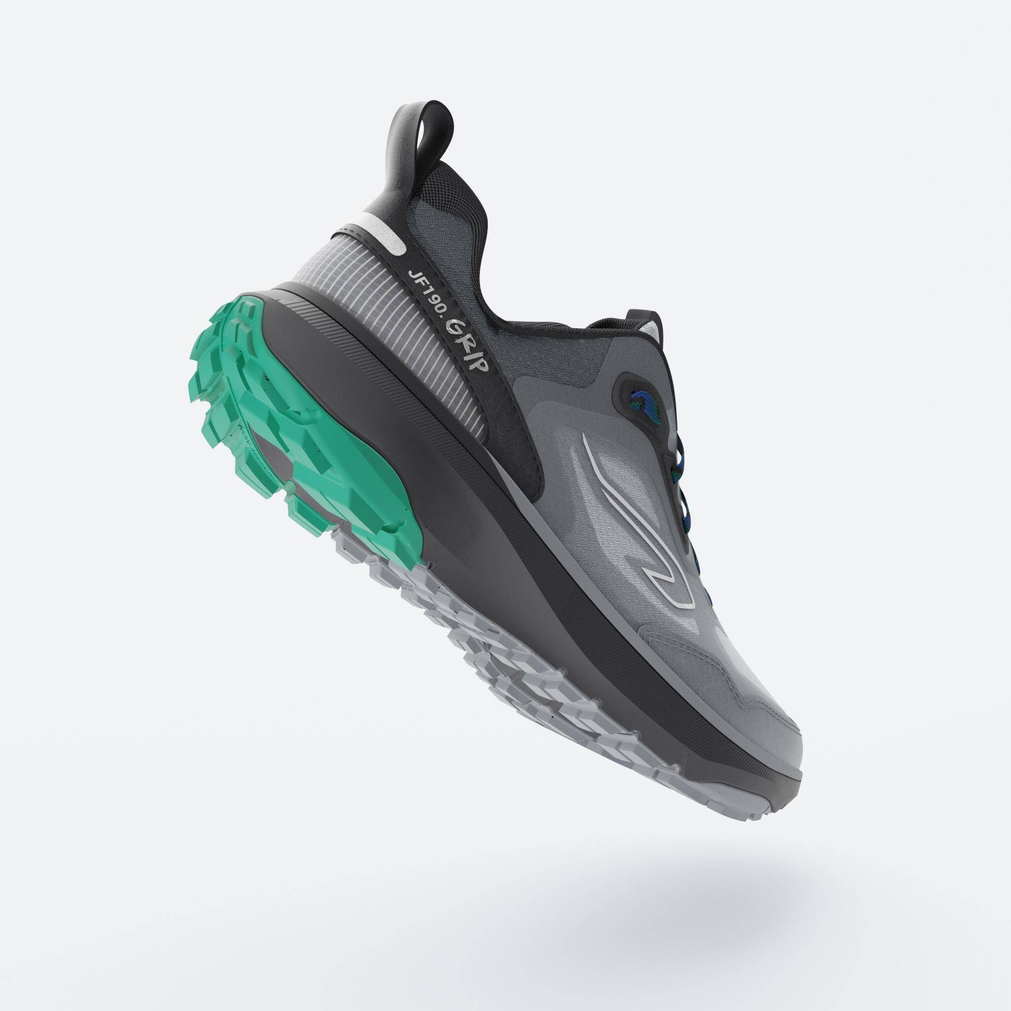 Men Running and Trail Running Shoes, Kiprun JF 190 Grip - Silver Grey -  4