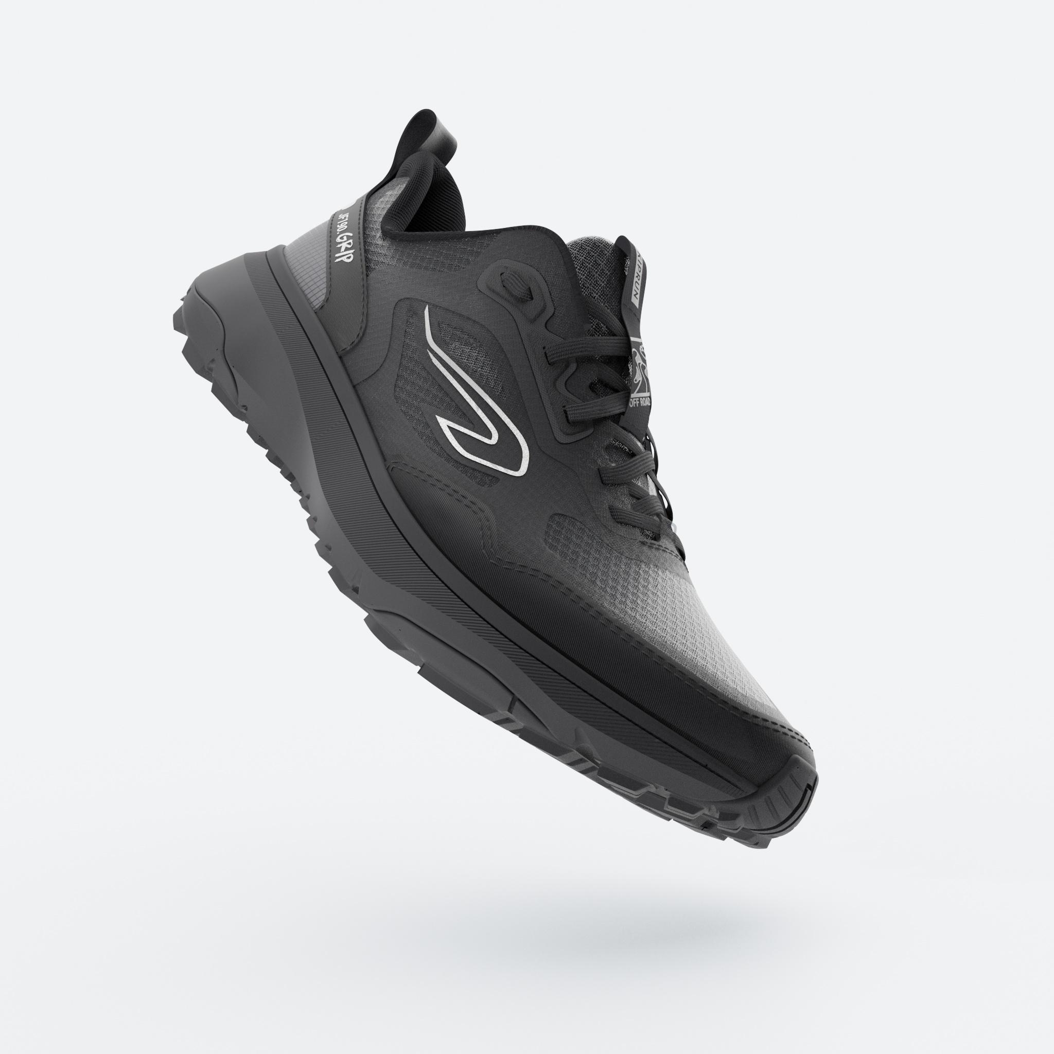 Men Running and Trail Running Shoes, Kiprun JF 190 Grip  - Black