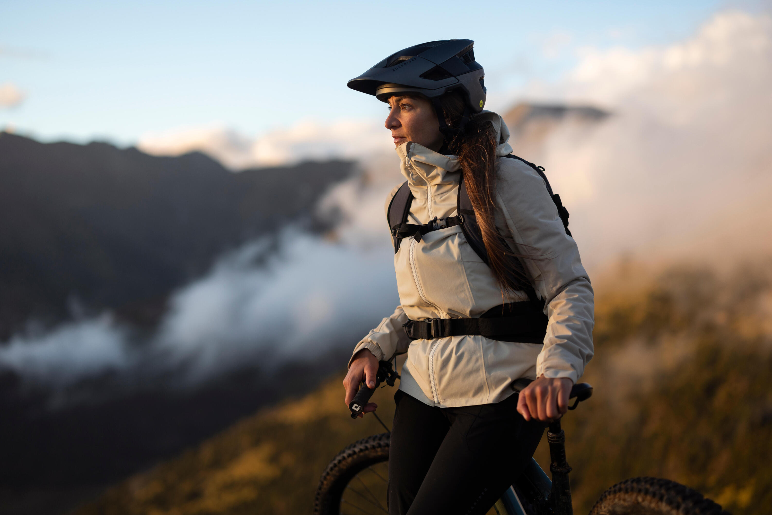 Coupe pluie velo vtt confort 900 femme beige 13/15