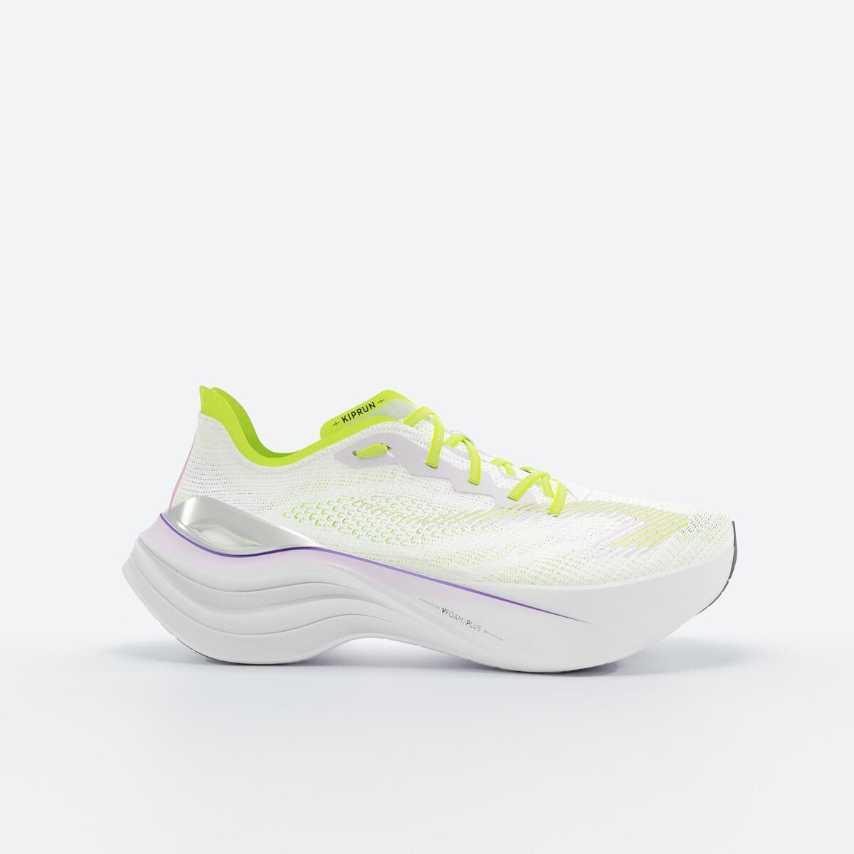 Chaussures de Running Femme, Kiprun KD900.2 Blanche Jaune