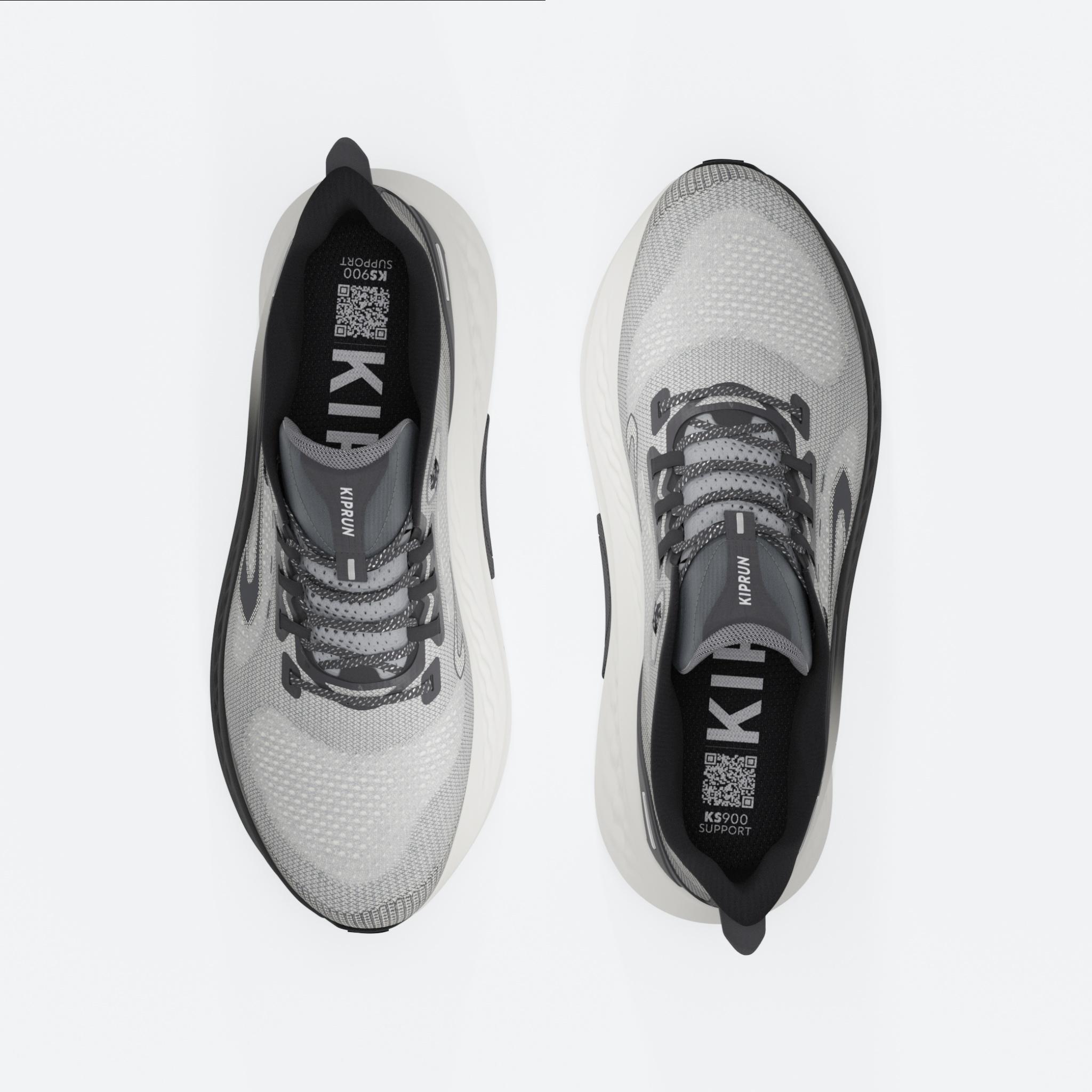 Men's road running shoes - Kiprun KS900 Support Black & White 7/7