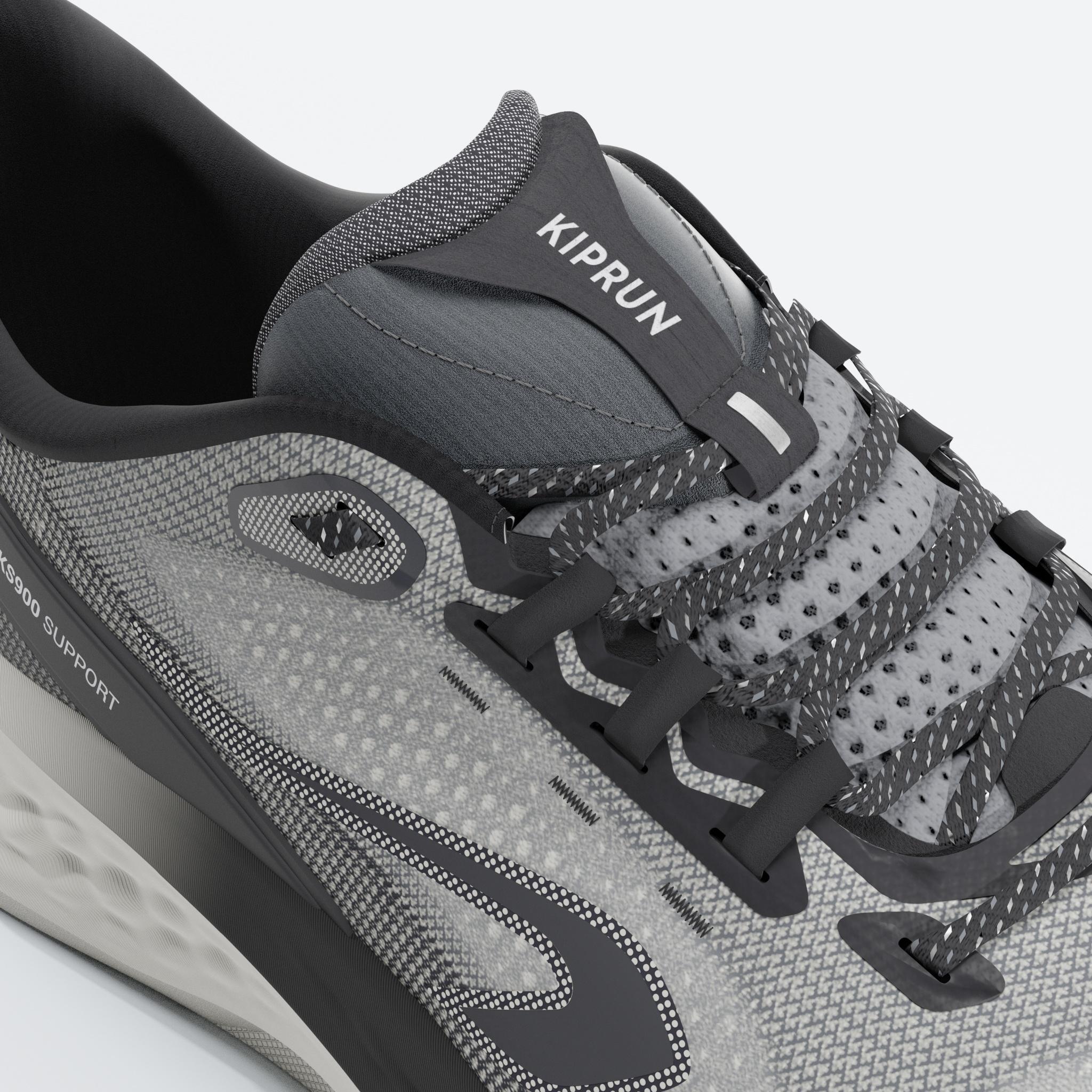 Men's road running shoes - Kiprun KS900 Support Black & White 6/7