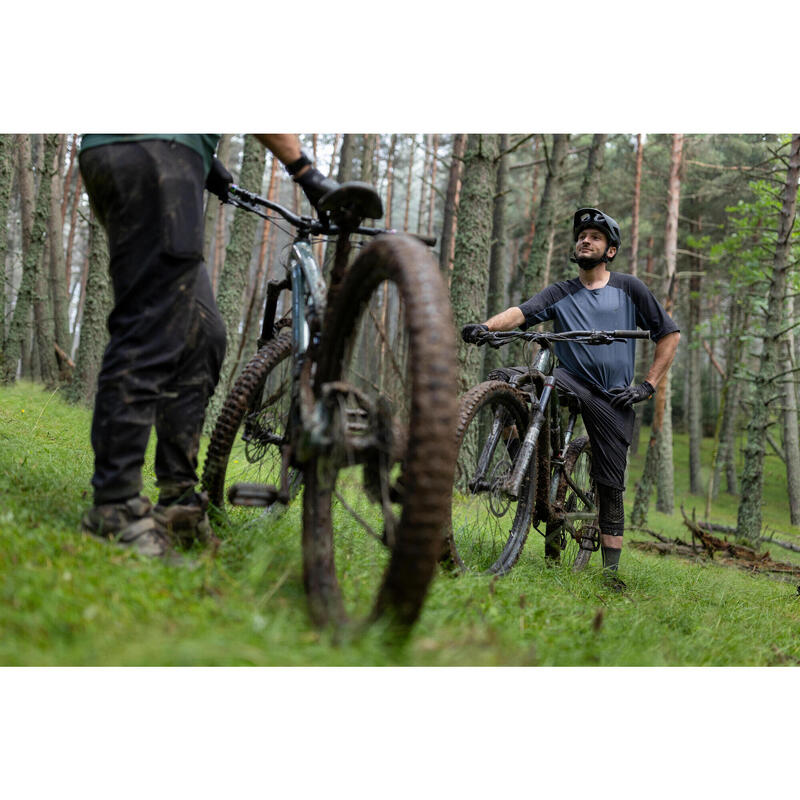 Tricou MTB respirant cargo, 500 Gri/Negru Bărbați