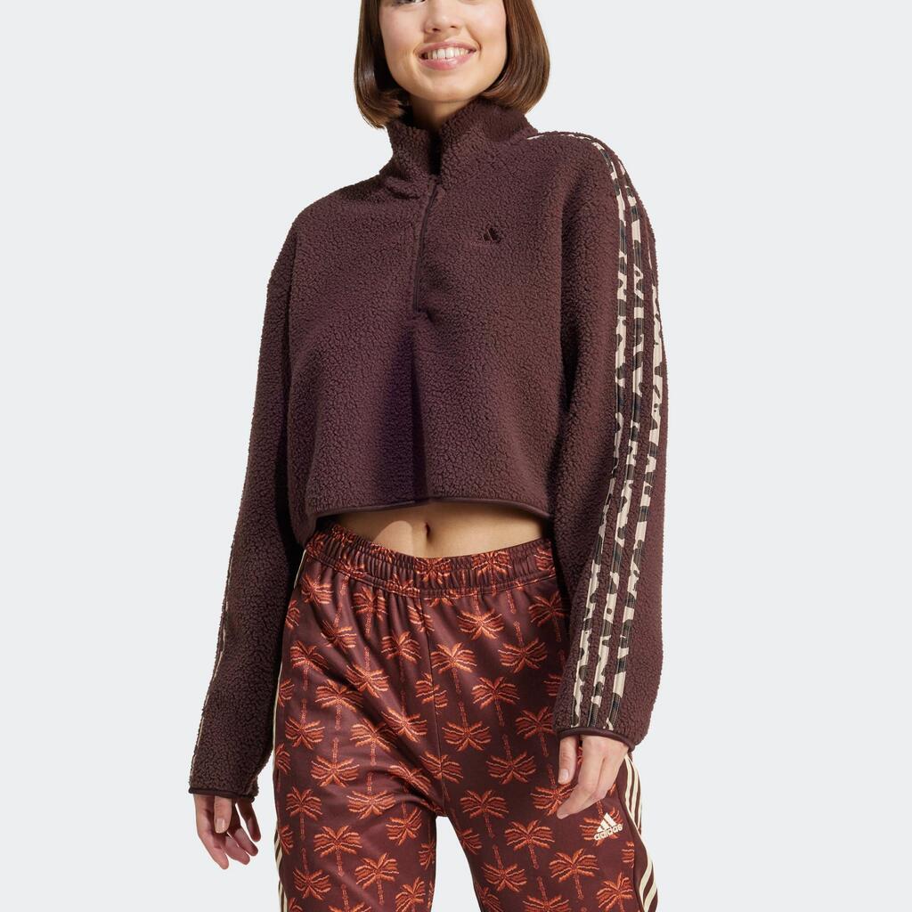 Women's Short 3 Stripe Printed Sweatshirt - Brown