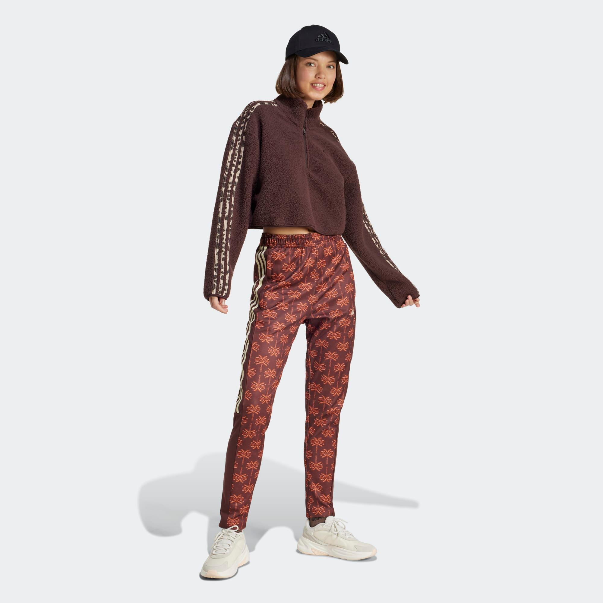 Korte sweater bedrukt met 3 strepen Adidas voor dames - bruin 4/6