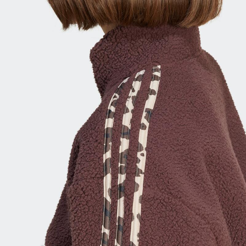 Korte sweater bedrukt met 3 strepen Adidas voor dames - bruin