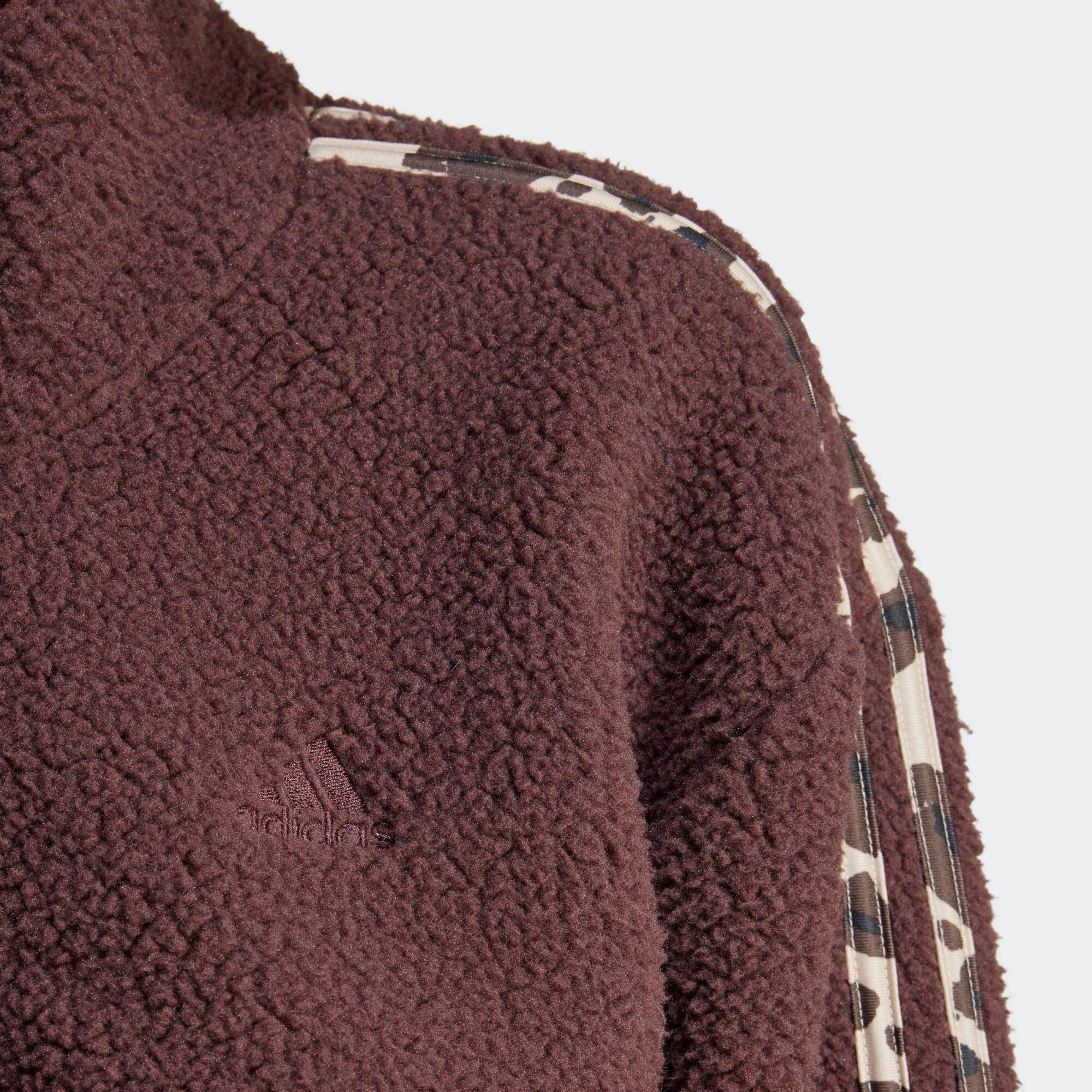 Korte sweater bedrukt met 3 strepen Adidas voor dames - bruin 6/6