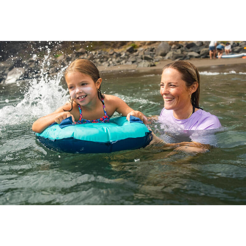 Maillot 1 pièce fleuri surf Fille - Hanalei bleu et rose