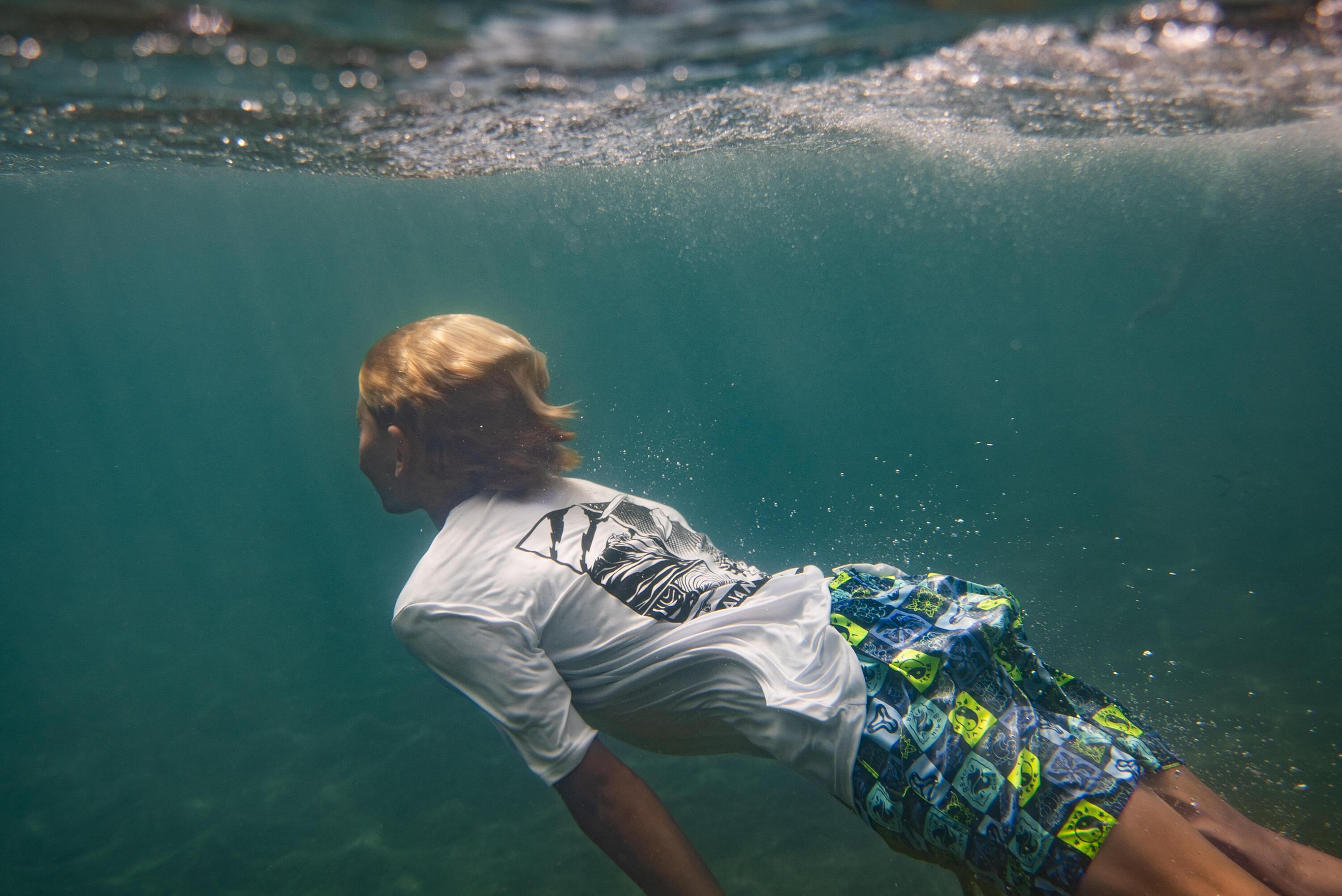Boardshorts Surfen Jungen mit Taschen 100 Surfallday mehrfarbig 11/11