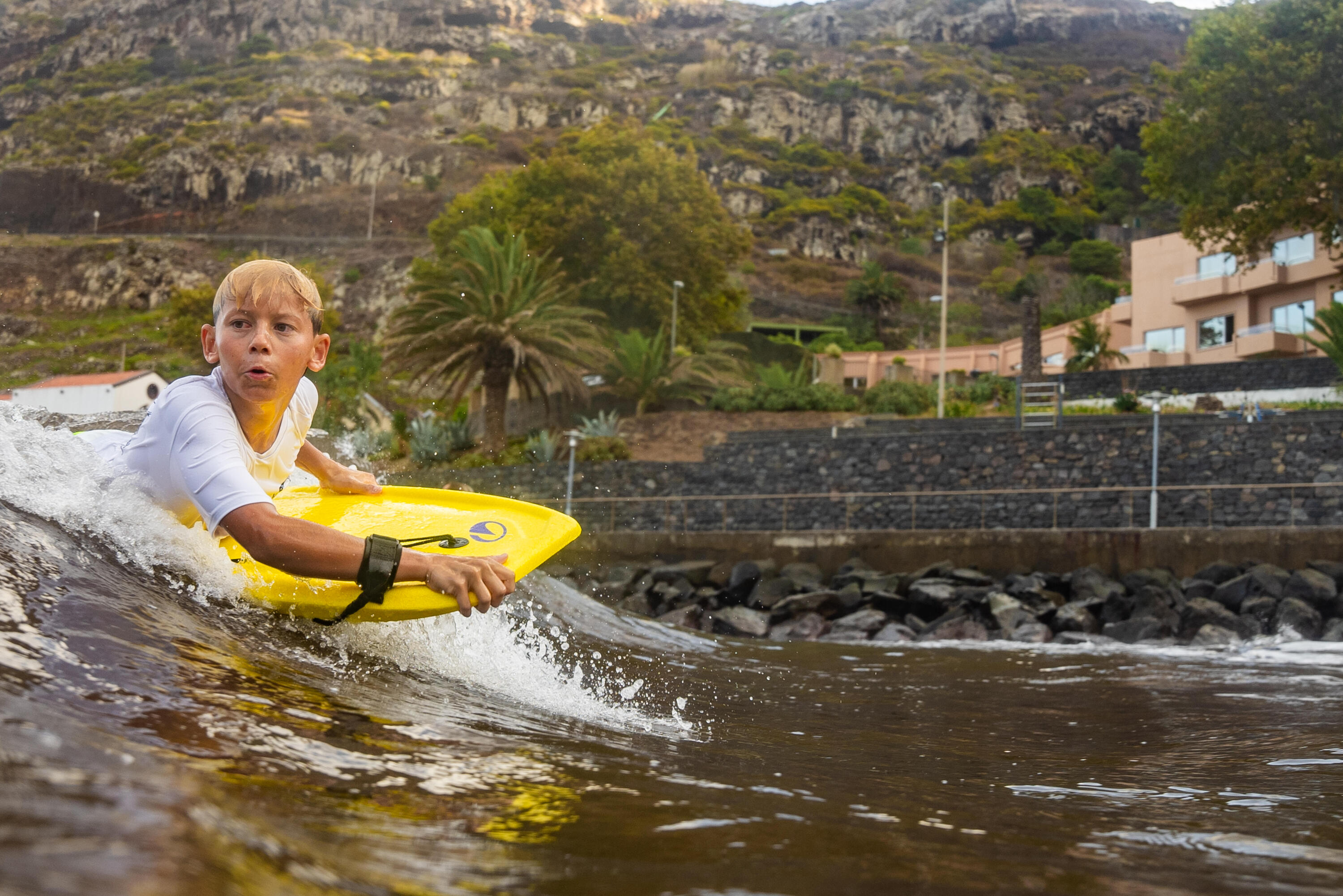 Bodyboard 100 beginner single-material preformed - Yellow 6/7