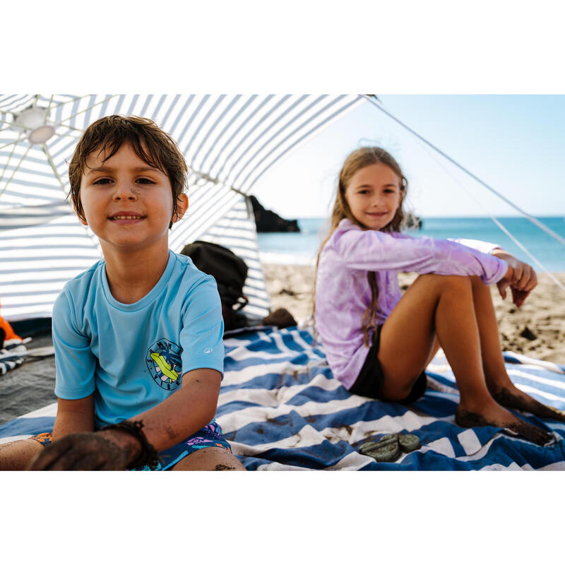 T-shirt anti UV surf Junior - 100 bleu ciel