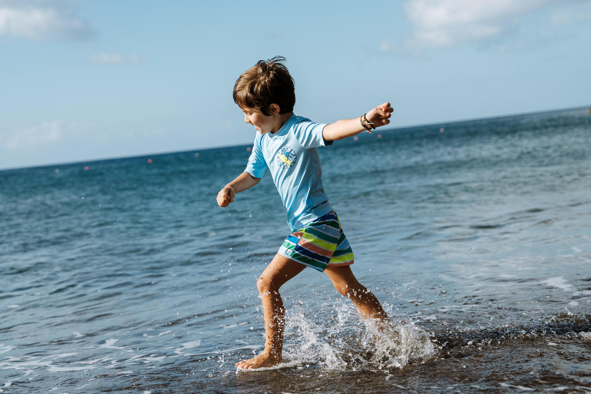 Boys' striped swim shorts 100 Stripy multicoloured
