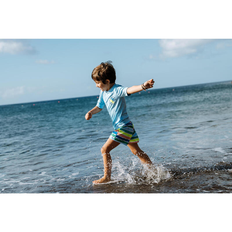 T-shirt anti UV surf Junior - 100 bleu ciel