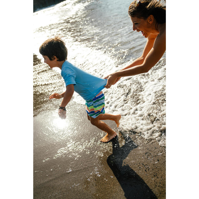 T-shirt anti UV surf Junior - 100 bleu ciel