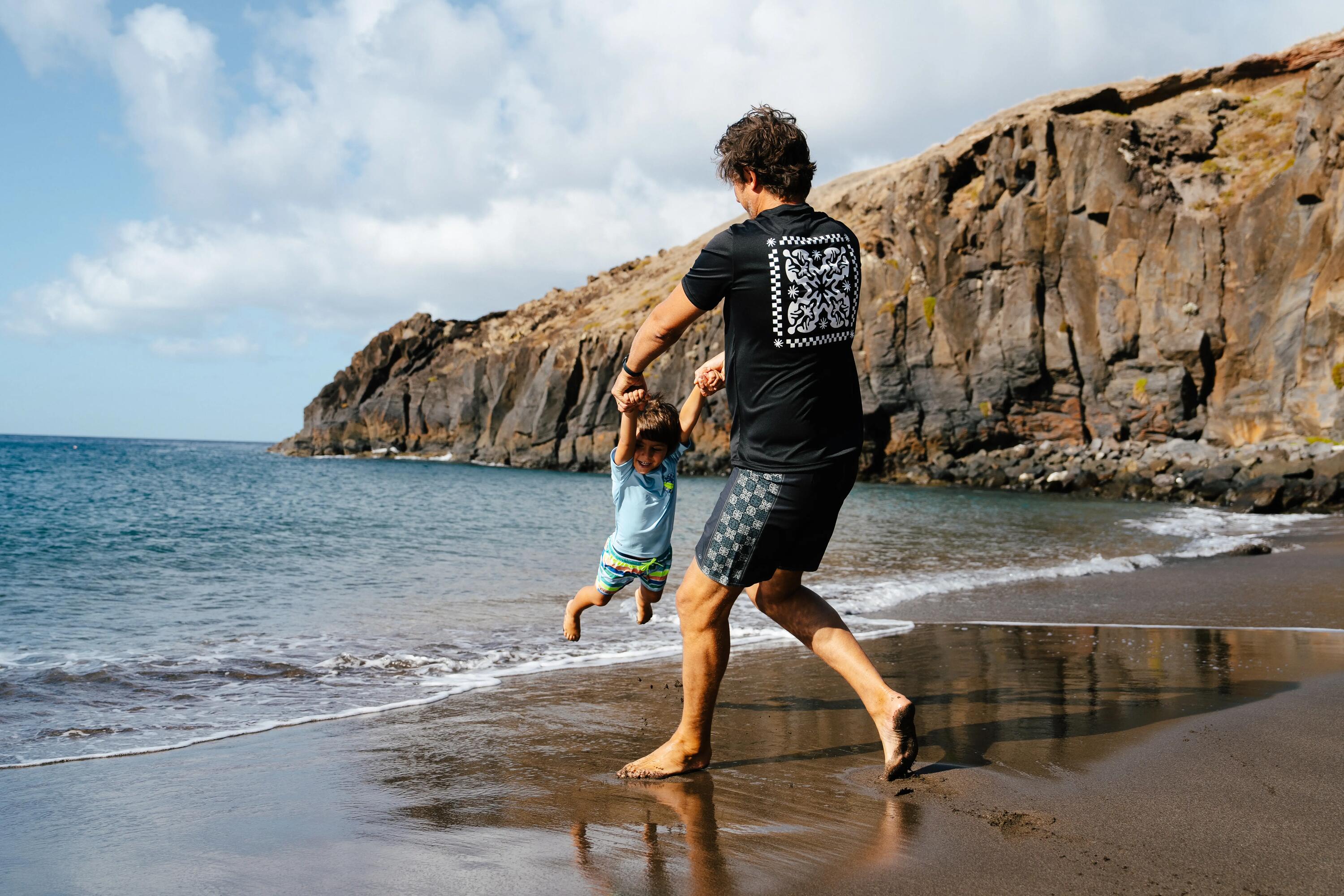 T-shirt anti UV surf Junior - 100 bleu ciel 19/22