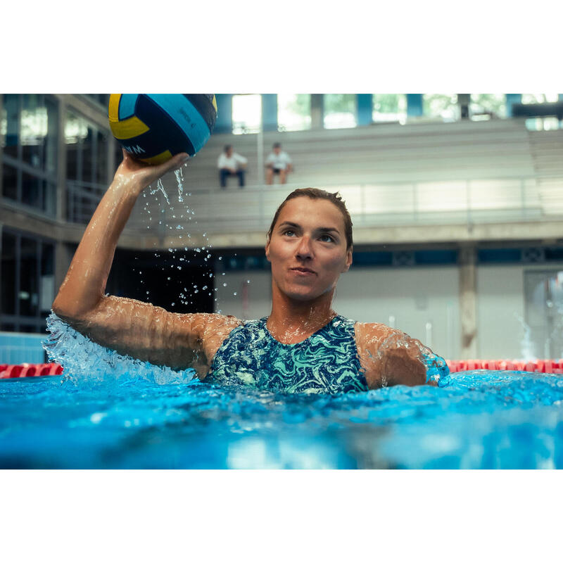 Costum de baie întreg Water-polo 500 All vai Turcoaz Damă