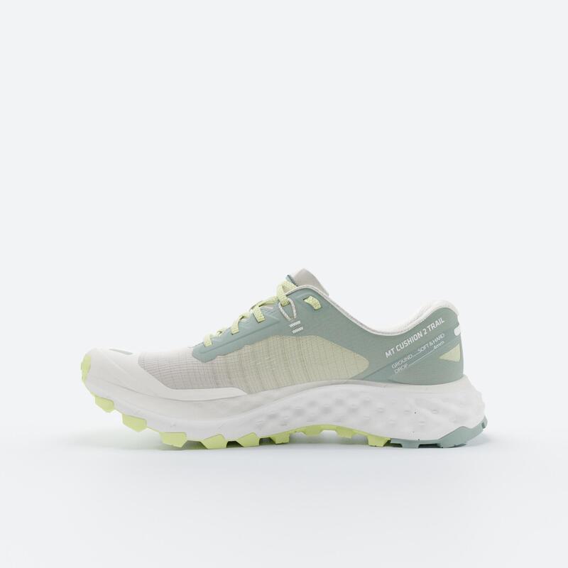 Chaussures de Trail Running pour femme, Kiprun MT Cushion 2 Vert Jaune