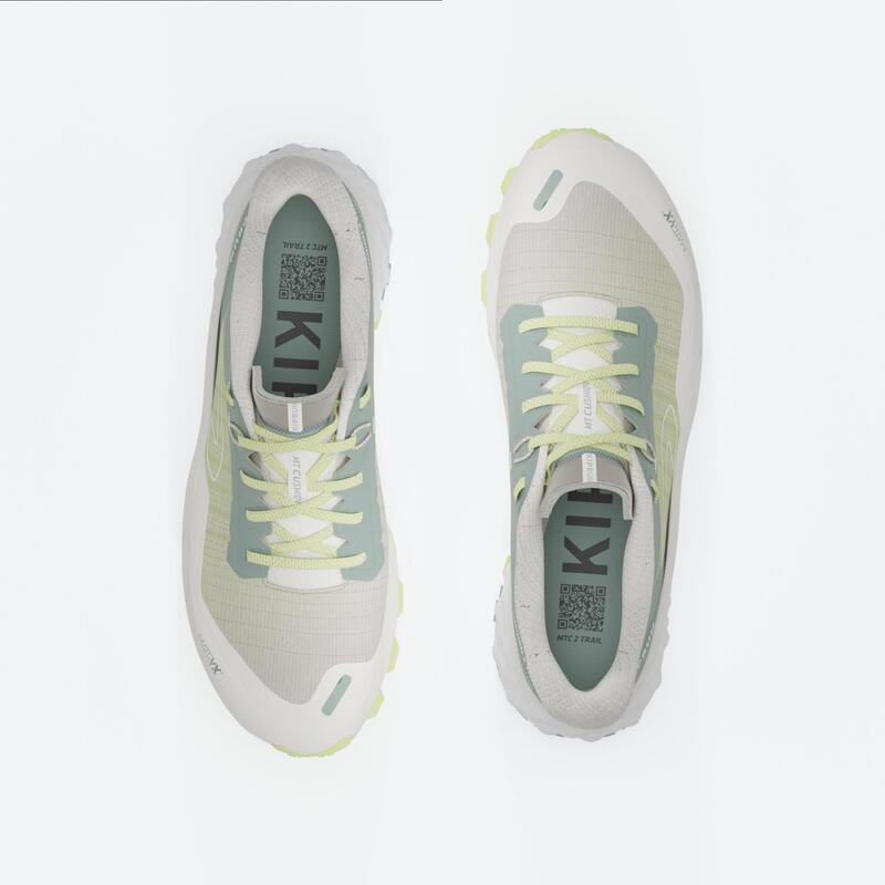 Chaussures de Trail Running pour femme, Kiprun MT Cushion 2 Vert Jaune