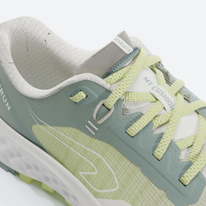 Chaussures de Trail Running pour femme, Kiprun MT Cushion 2 Vert Jaune