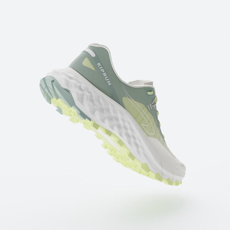 Chaussures de Trail Running pour femme, Kiprun MT Cushion 2 Vert Jaune