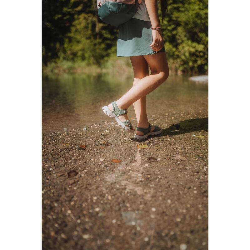 Wandelsandalen voor kinderen MH100 TW kaki geel maat 32 tot 37