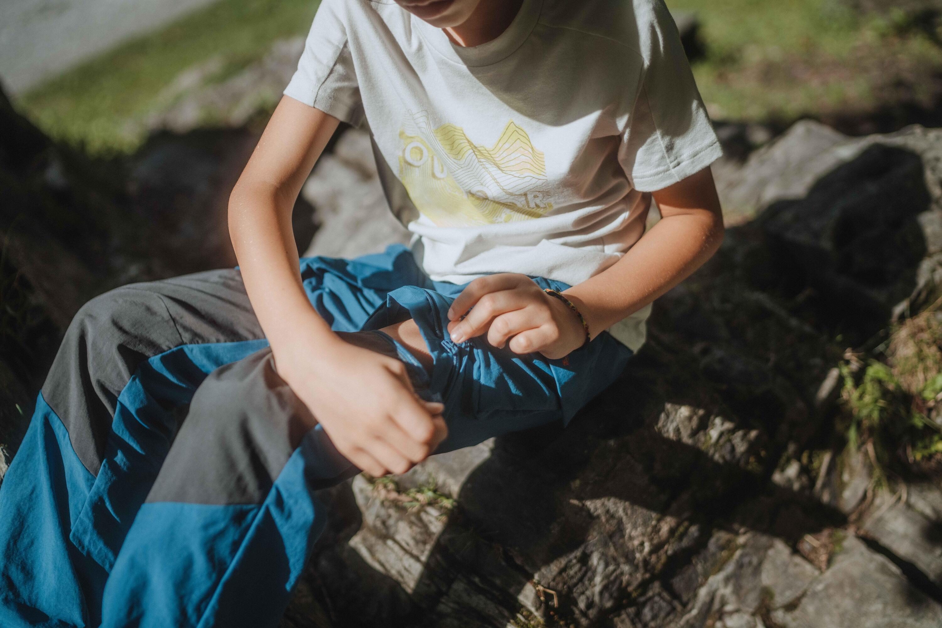 Zip-Off-Hose Kinder Gr. 122–170 Wandern - MH500 blau  18/19