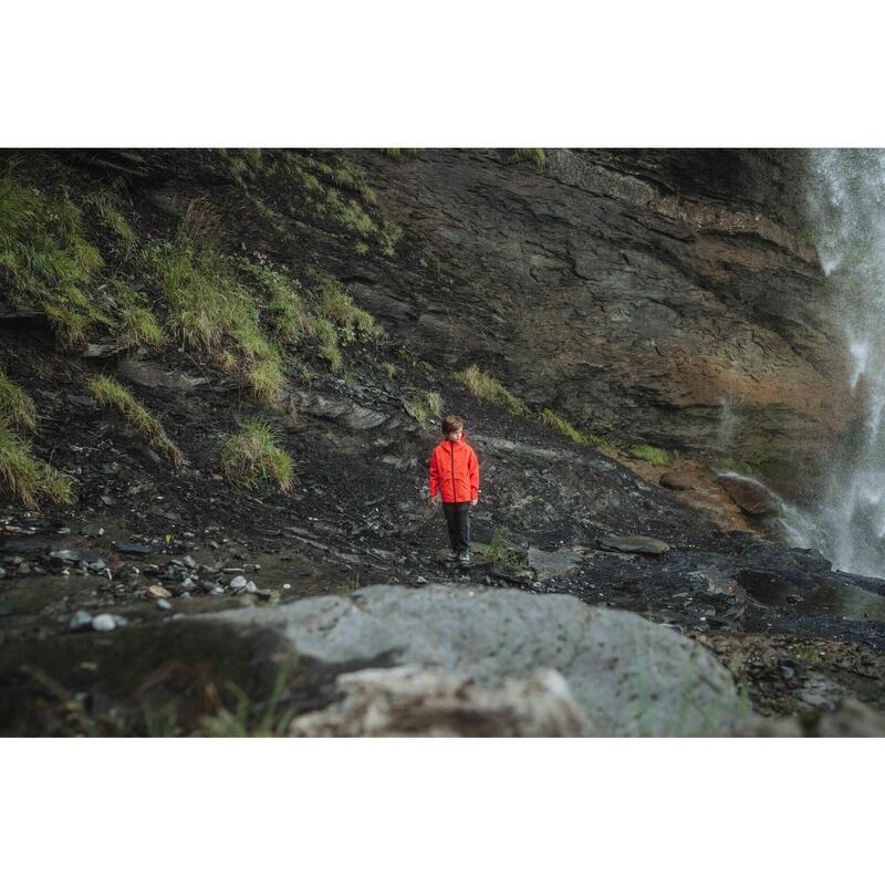 Veste de randonnée montagne imperméable légère enfant 7-15 ans, MH900 orange