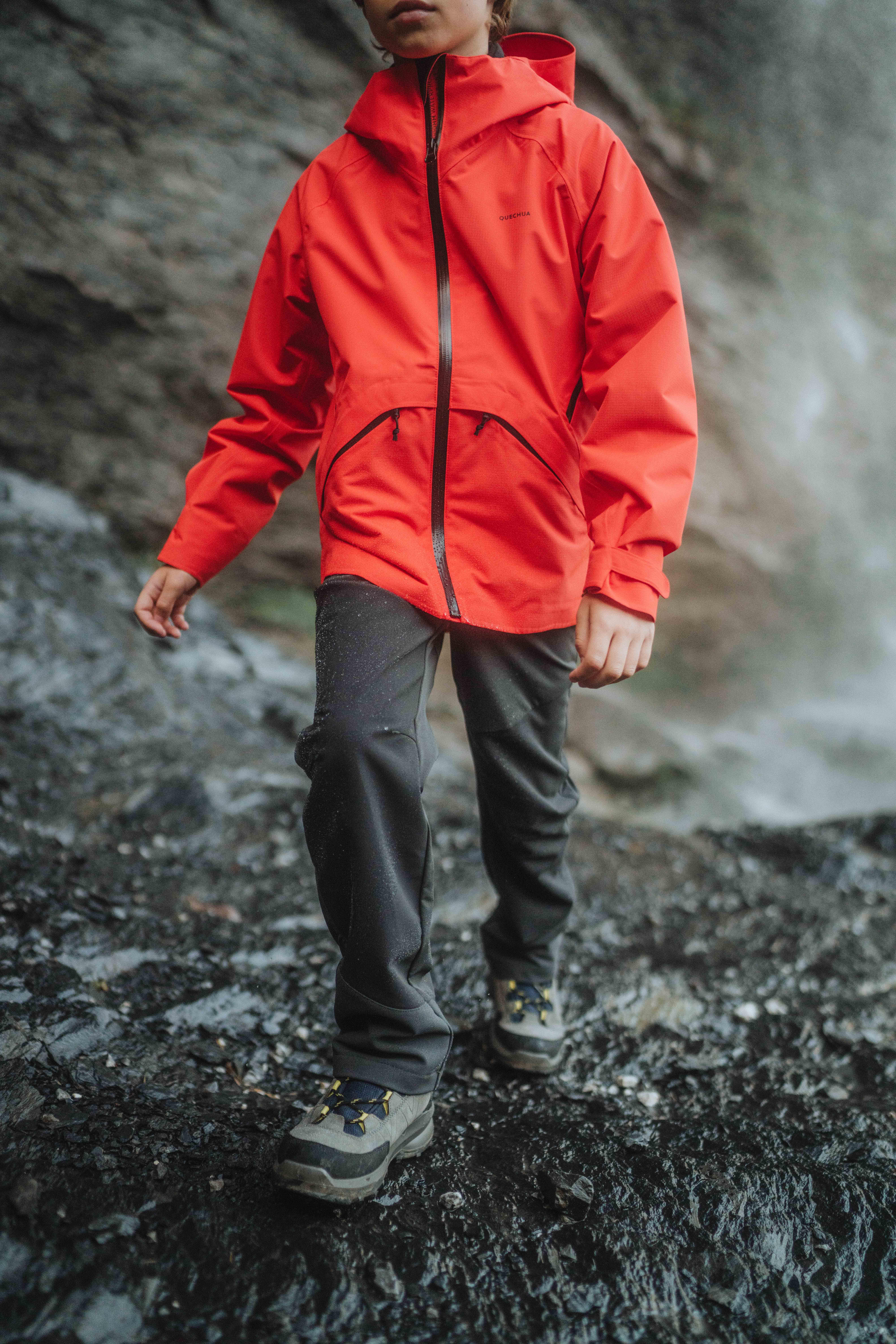 Kids’ Softshell Hiking Pants - MH 900 Grey/Black Ages 7-15 - QUECHUA