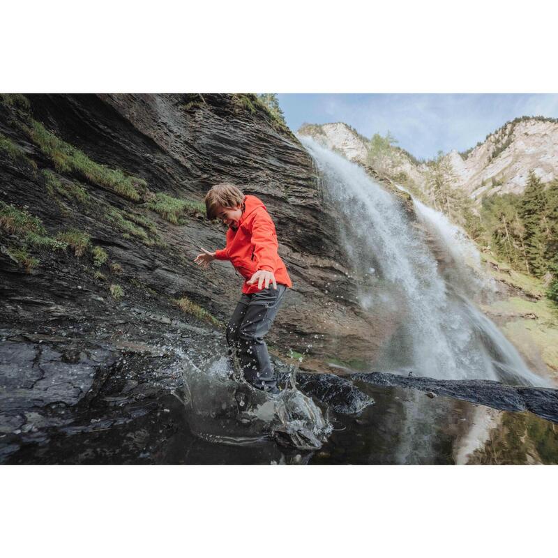 Pantalon de randonnée softshell enfant 7-15 ans, MH900 gris- noir