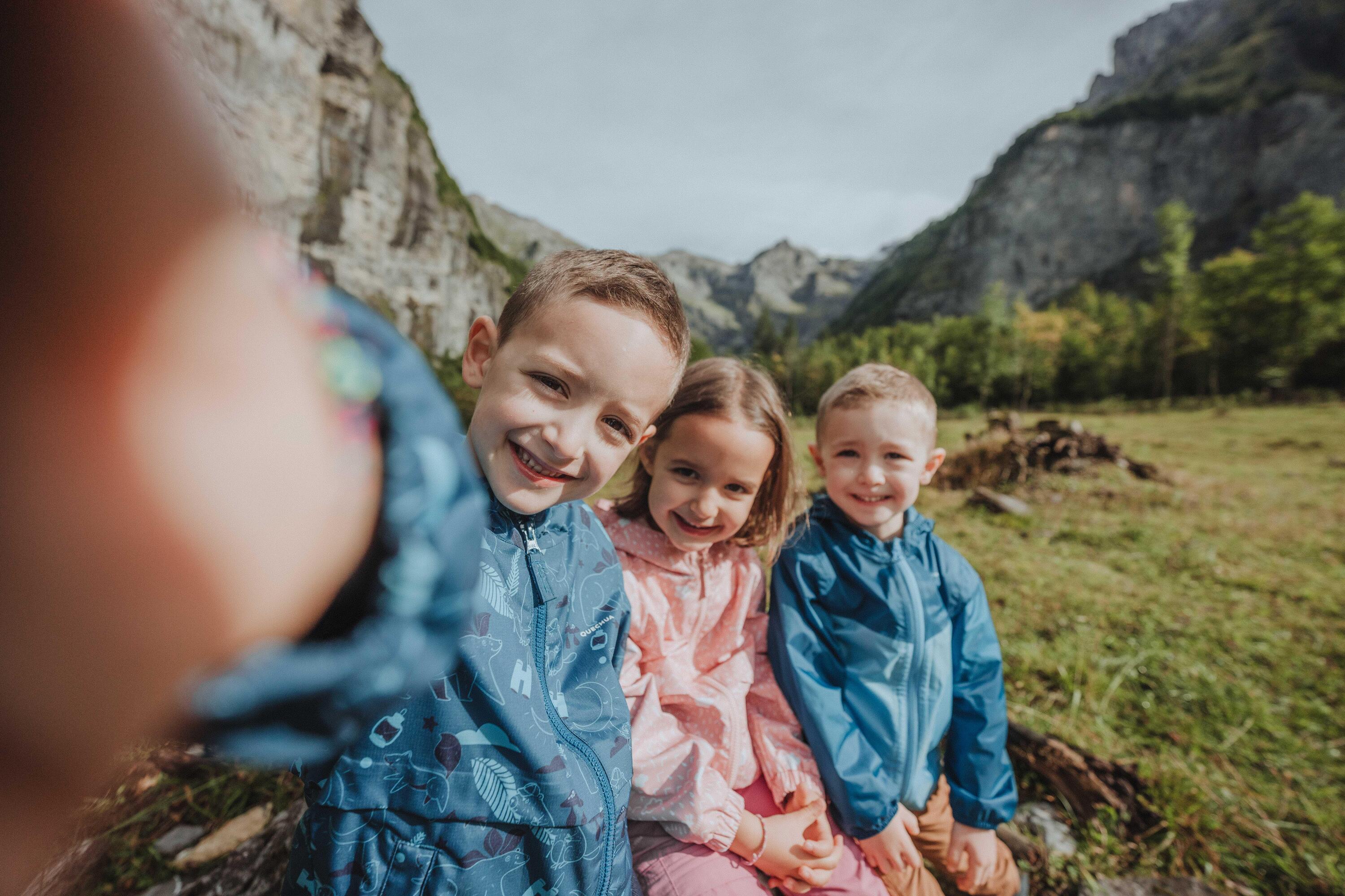 Regenjacke Kinder wasserdicht Größe 92–116 - MH100 Zip blau 14/17