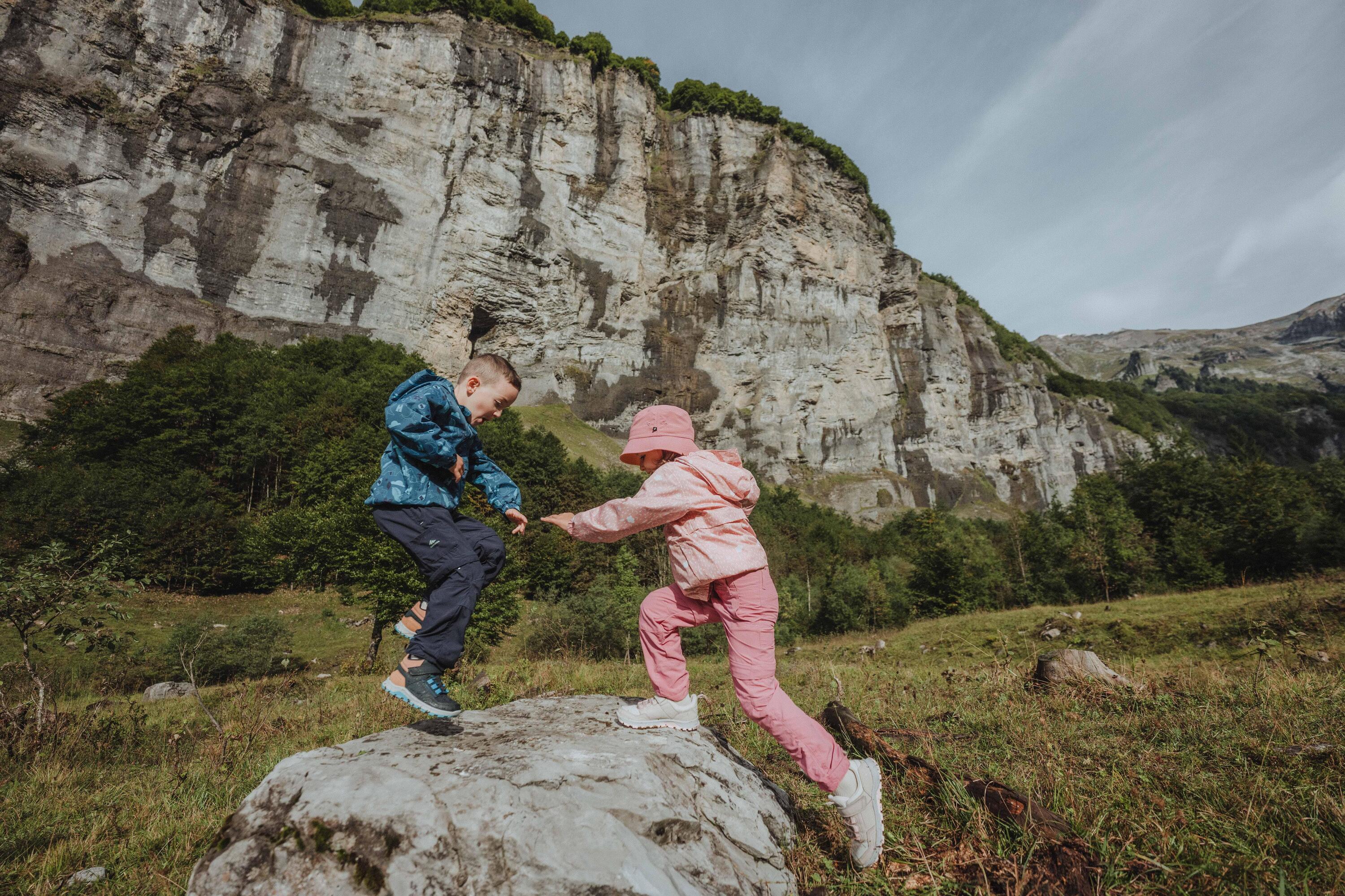 Wasserabweisende, mittelhohe Wanderschuhe Klettverschluss 28 bis 34, NH500 Blau 8/11