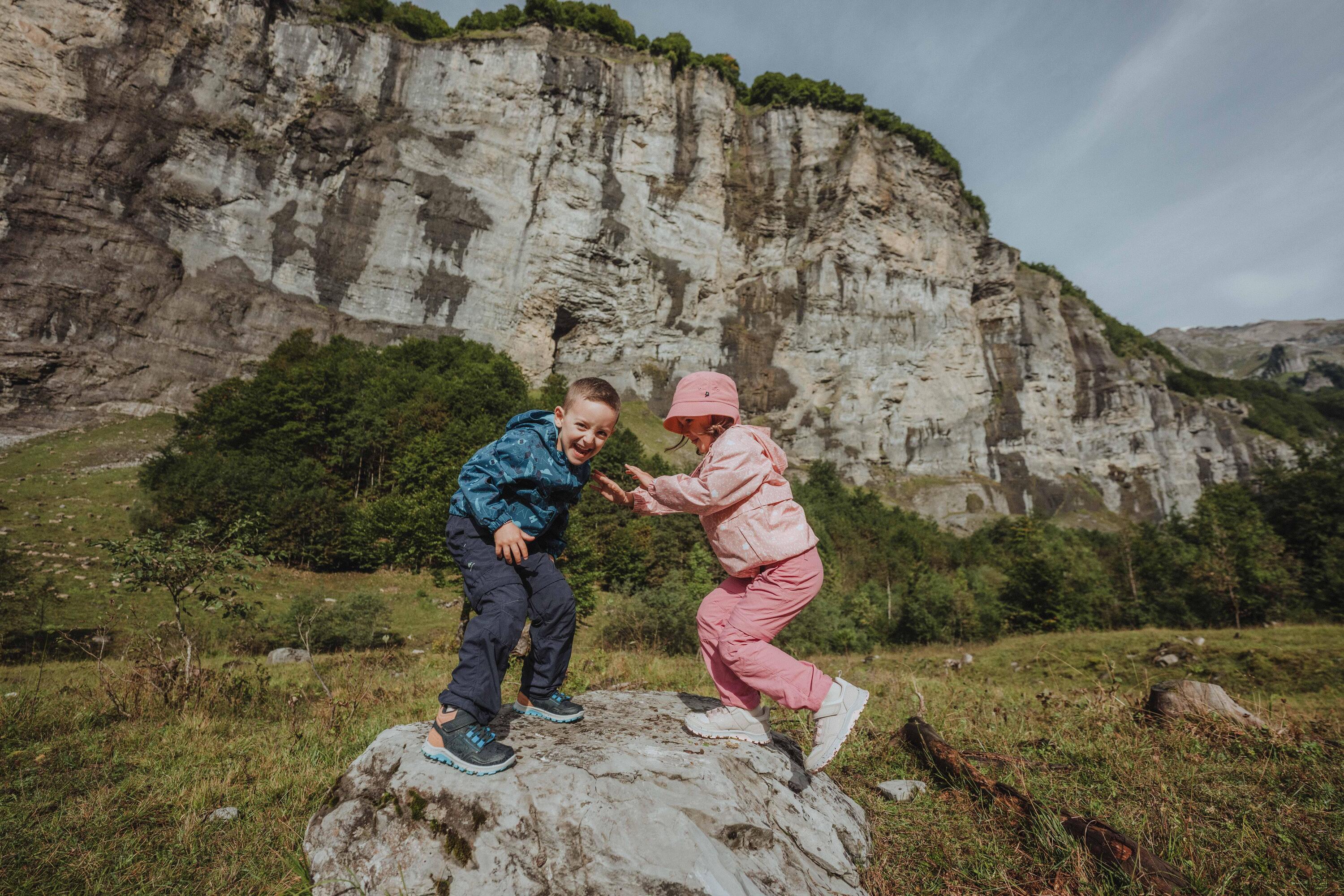 Wasserabweisende, mittelhohe Wanderschuhe Klettverschluss 28 bis 34, NH500 Blau 11/11