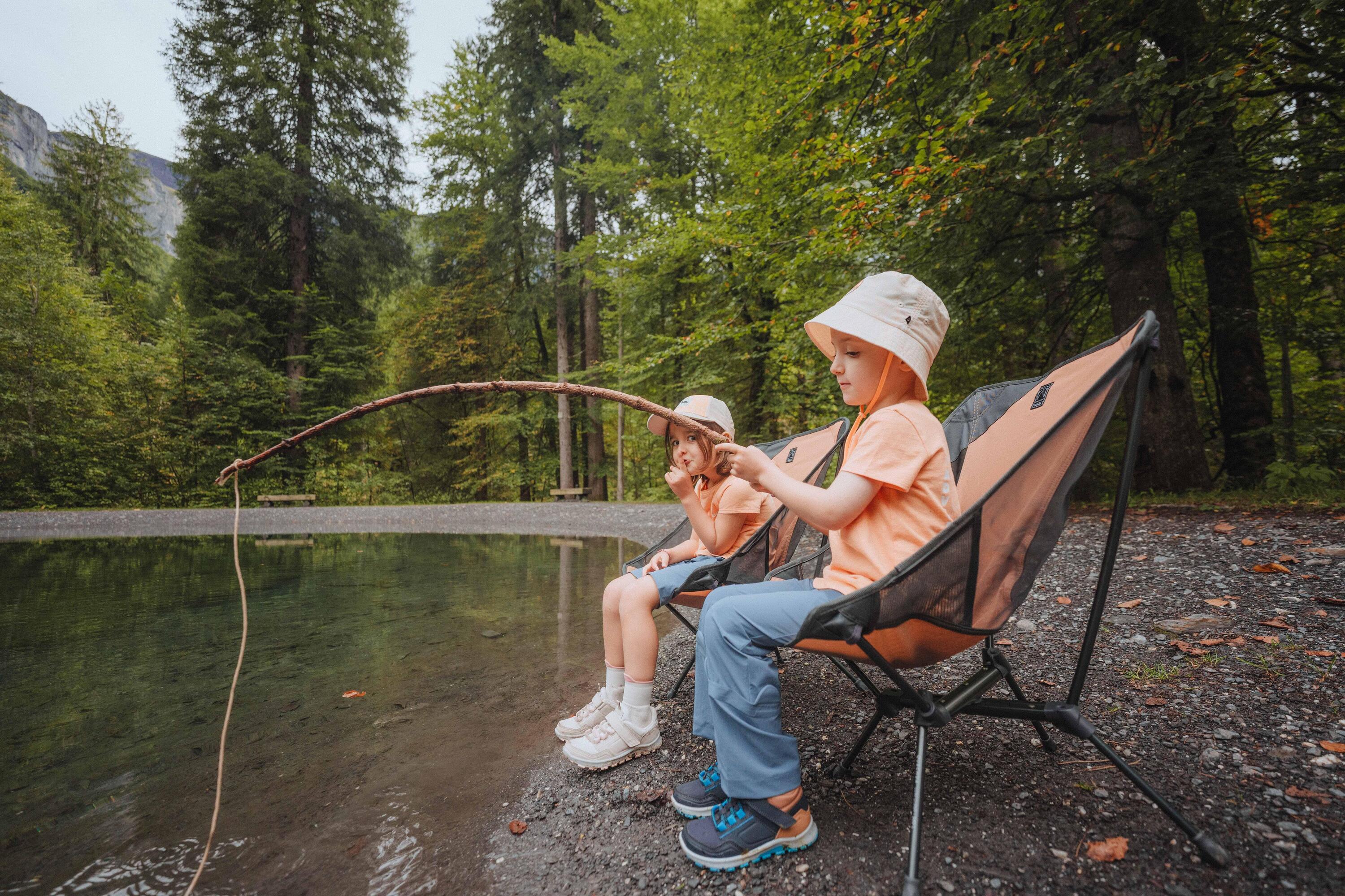 Wasserabweisende, mittelhohe Wanderschuhe Klettverschluss 28 bis 34, NH500 Blau 10/11