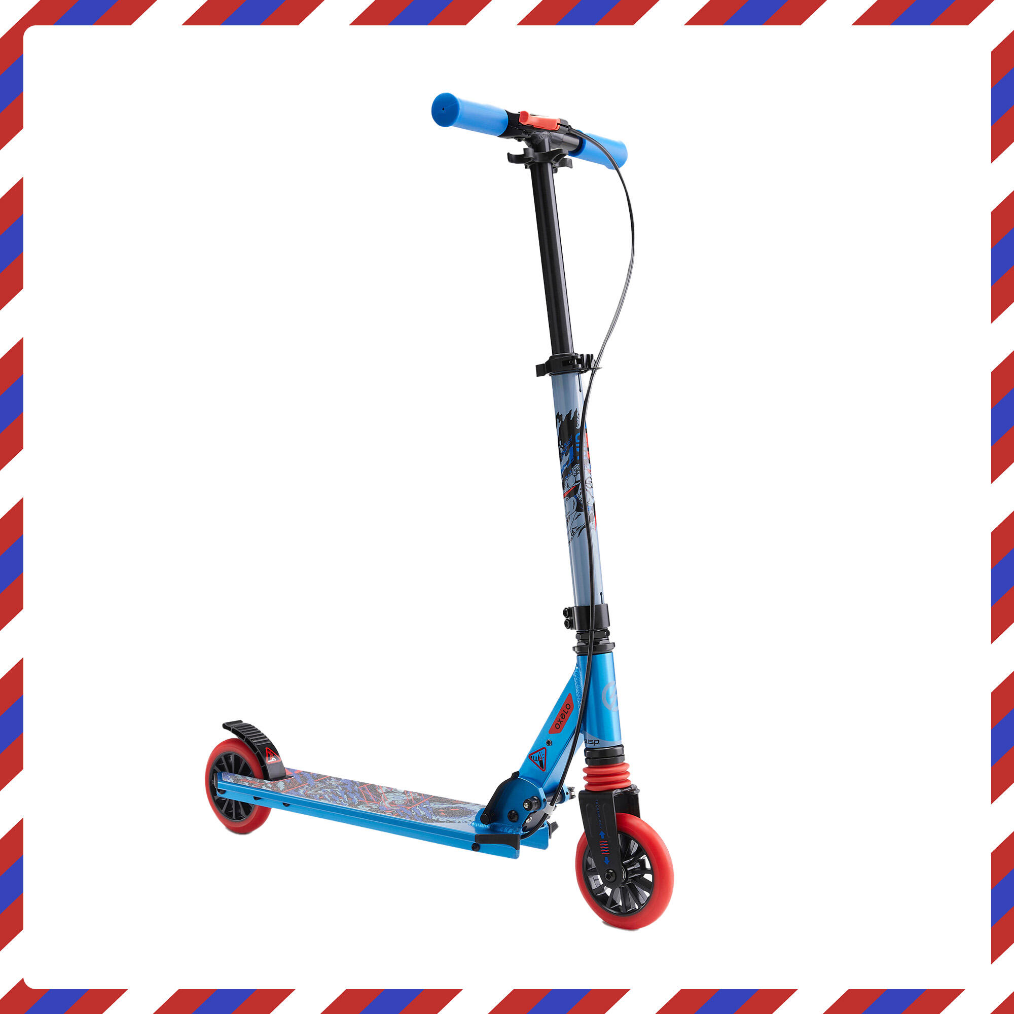 Scooter Tretroller Kinder Federung Lenkerbremse - Mid 5 blau 10/36