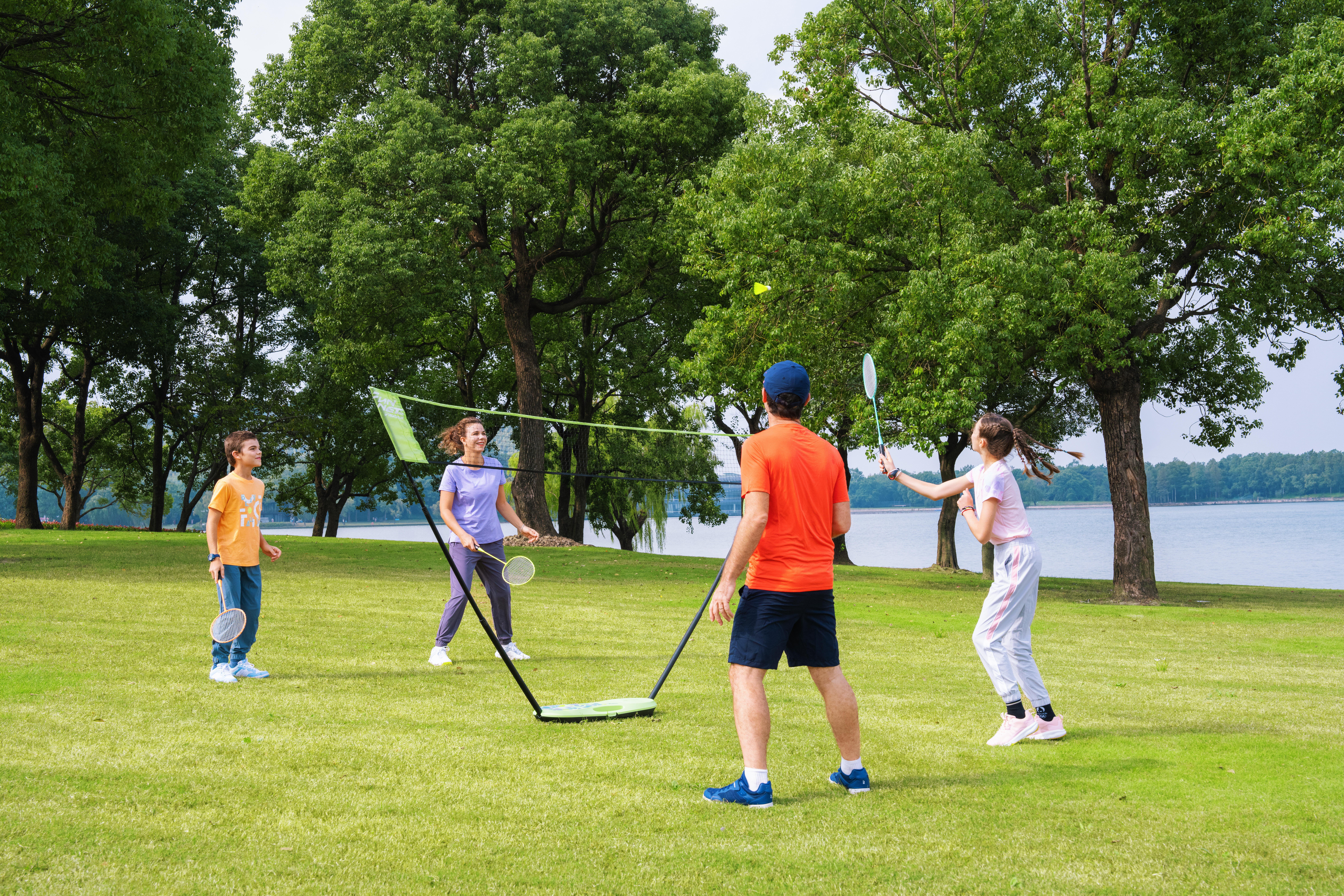 Ensemble de badminton - 2 raquettes 2 volants filet vert - PERFLY